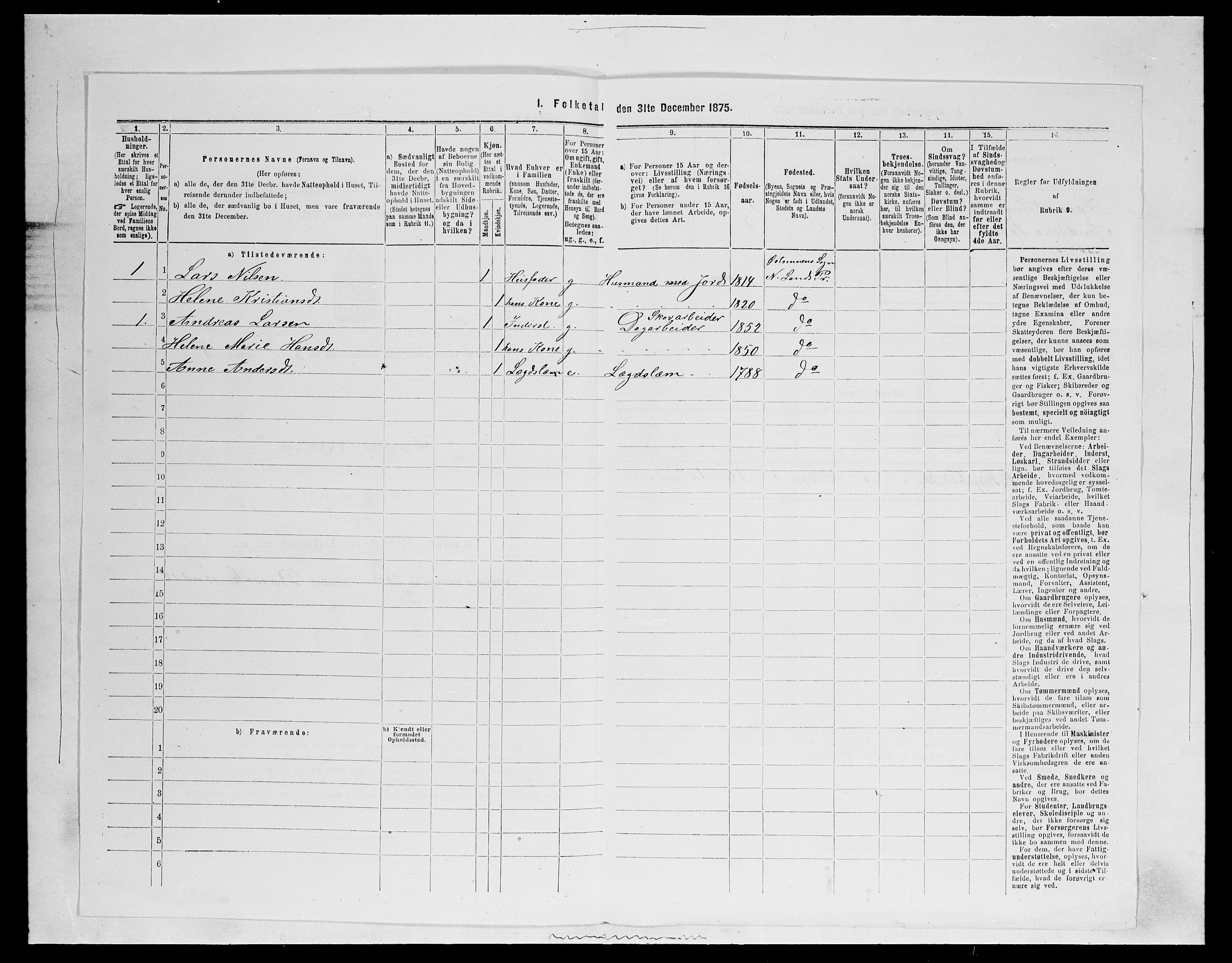 SAH, Folketelling 1875 for 0538P Nordre Land prestegjeld, 1875, s. 378