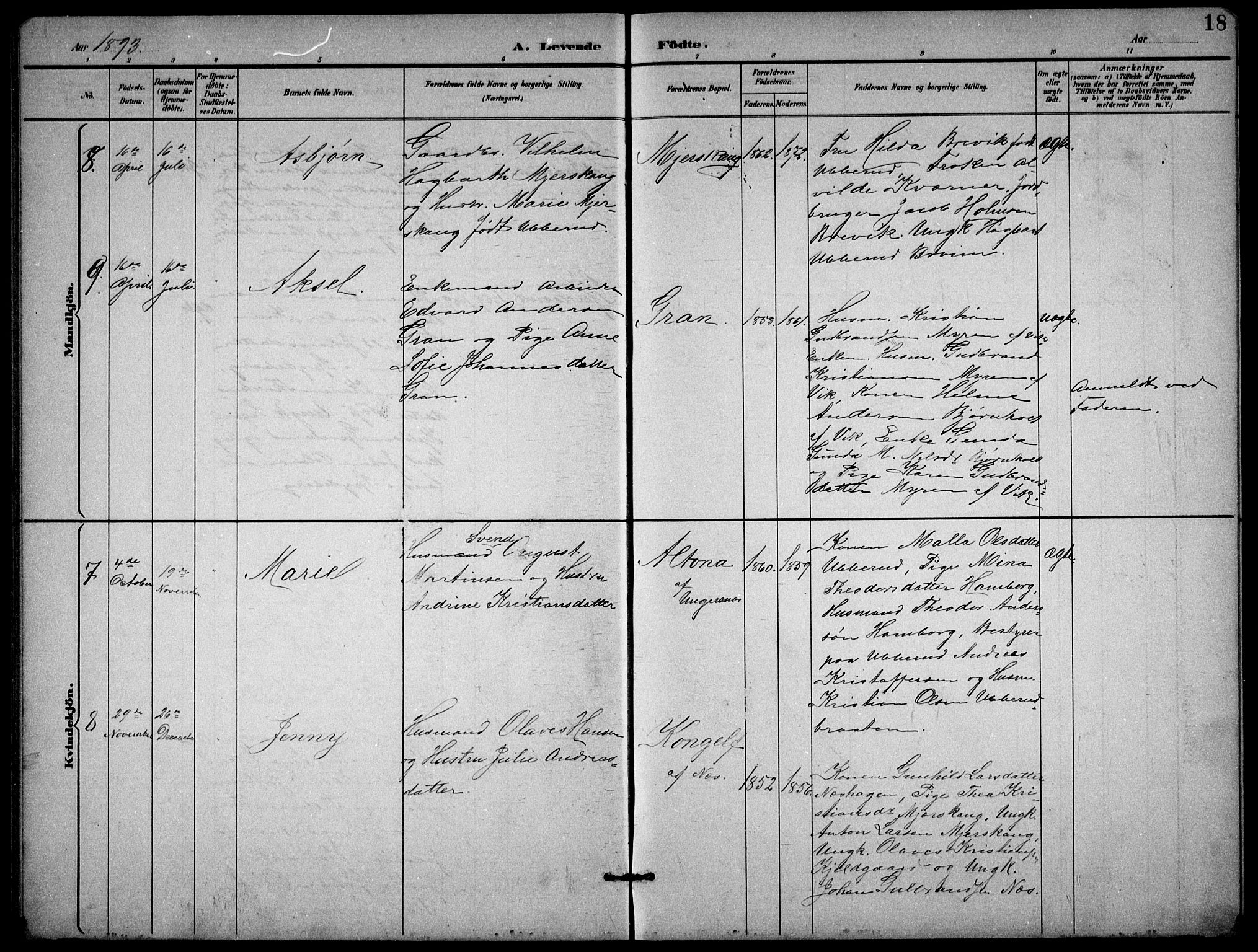 Enebakk prestekontor Kirkebøker, AV/SAO-A-10171c/G/Gb/L0002: Klokkerbok nr. II 2, 1891-1903, s. 18