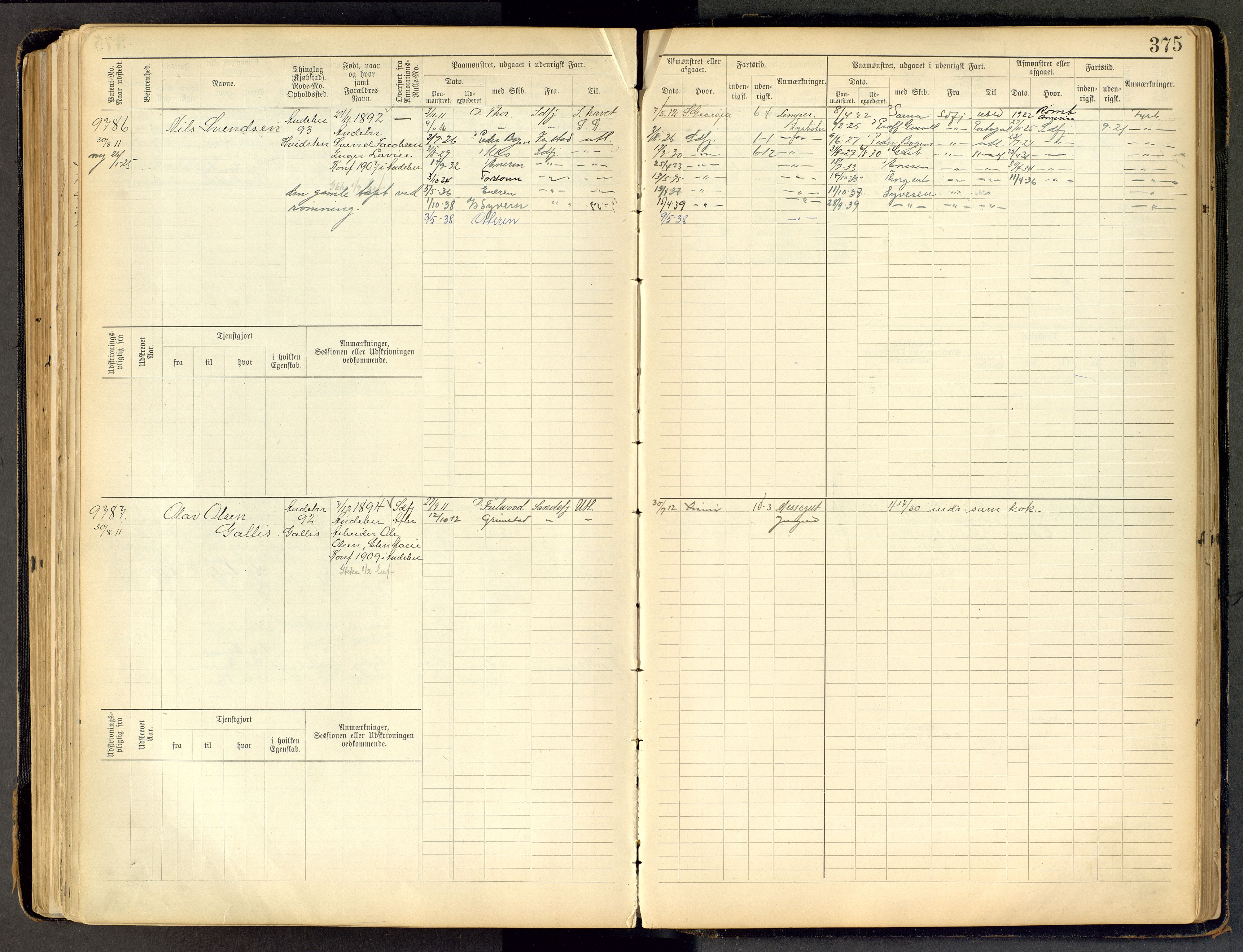 Tønsberg innrulleringskontor, AV/SAKO-A-786/F/Fc/Fca/L0011: Hovedrulle Patent nr. 9038-9992, 1900-1912, s. 375