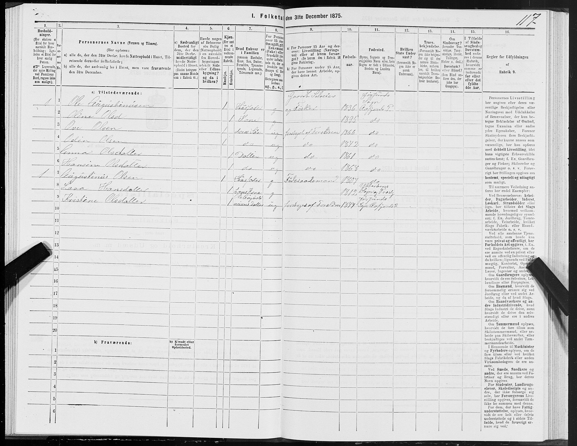 SAT, Folketelling 1875 for 1630P Aafjorden prestegjeld, 1875, s. 3117