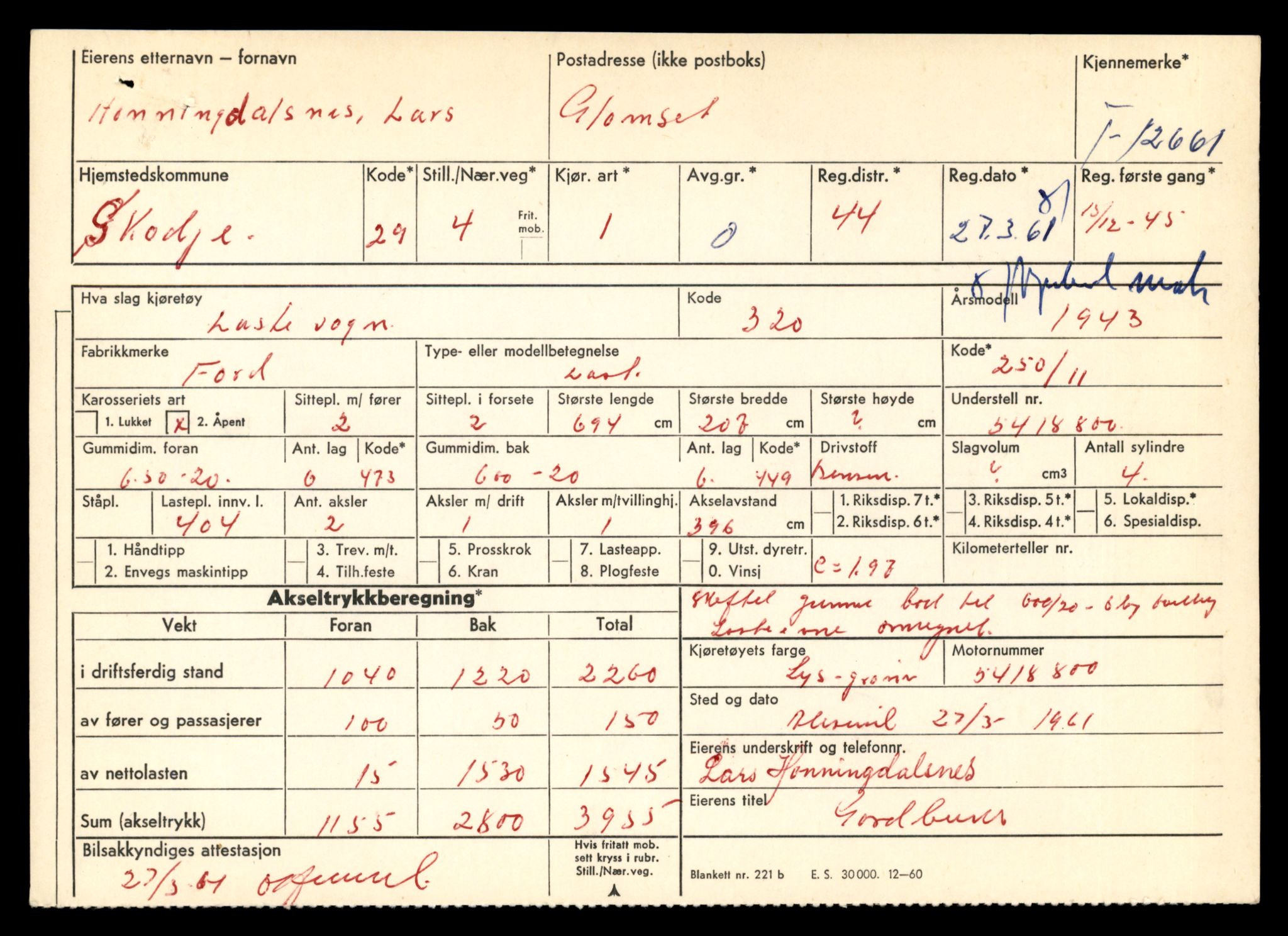 Møre og Romsdal vegkontor - Ålesund trafikkstasjon, AV/SAT-A-4099/F/Fe/L0035: Registreringskort for kjøretøy T 12653 - T 12829, 1927-1998, s. 122