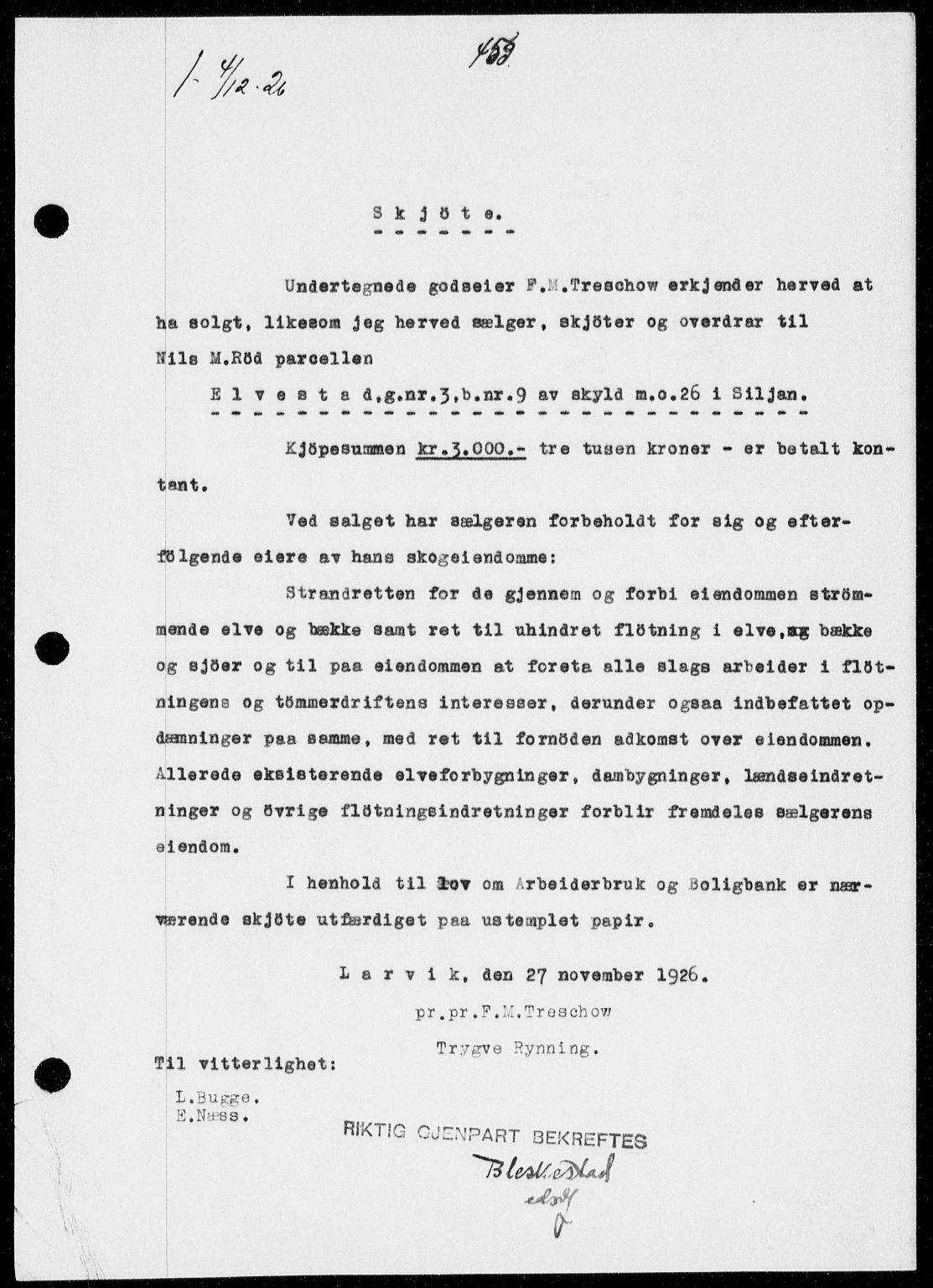 Gjerpen sorenskriveri, SAKO/A-216/G/Ga/Gaa/L0048: Pantebok nr. I 48 og 50-51, 1926-1928, Tingl.dato: 04.12.1926