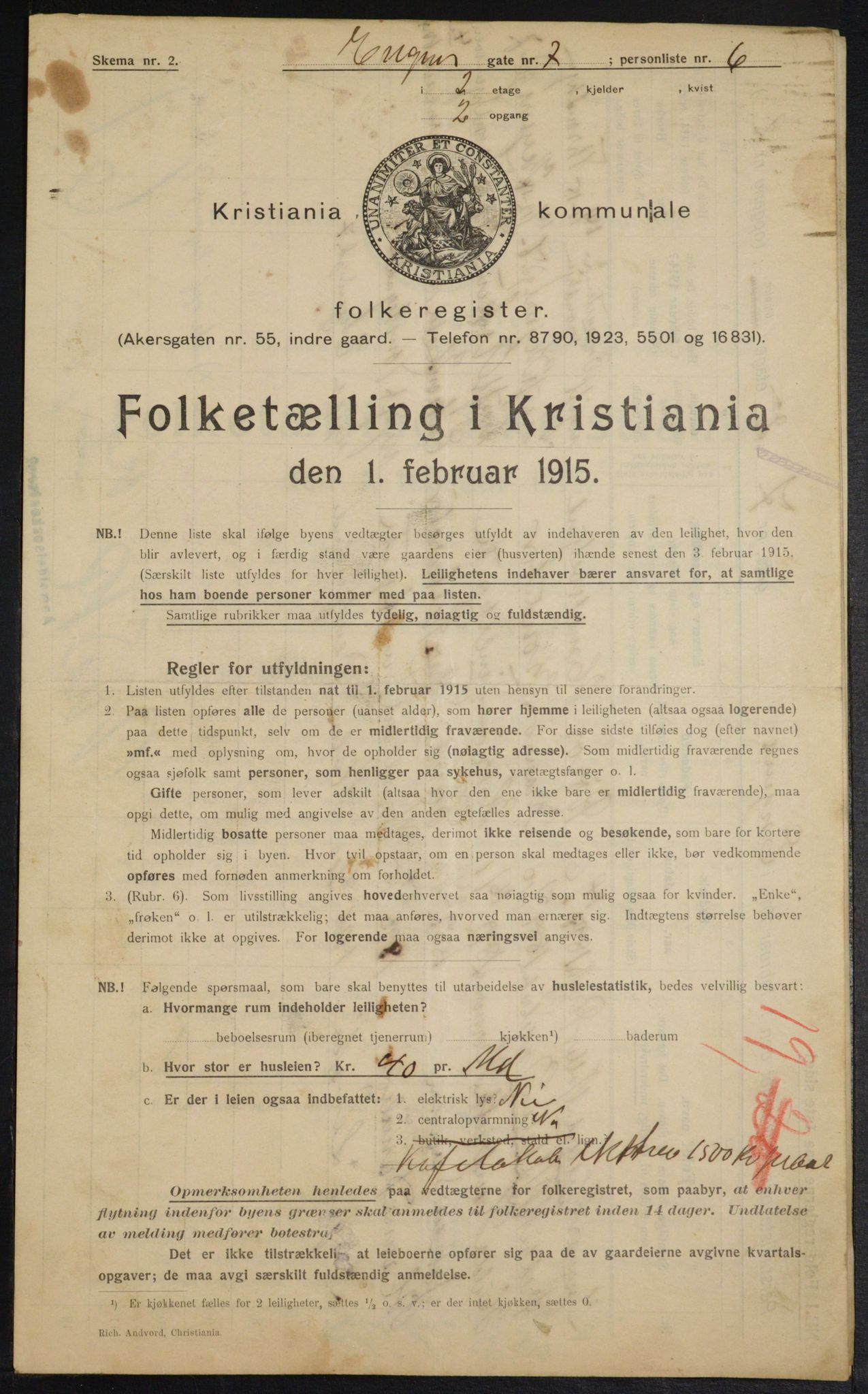 OBA, Kommunal folketelling 1.2.1915 for Kristiania, 1915, s. 21304