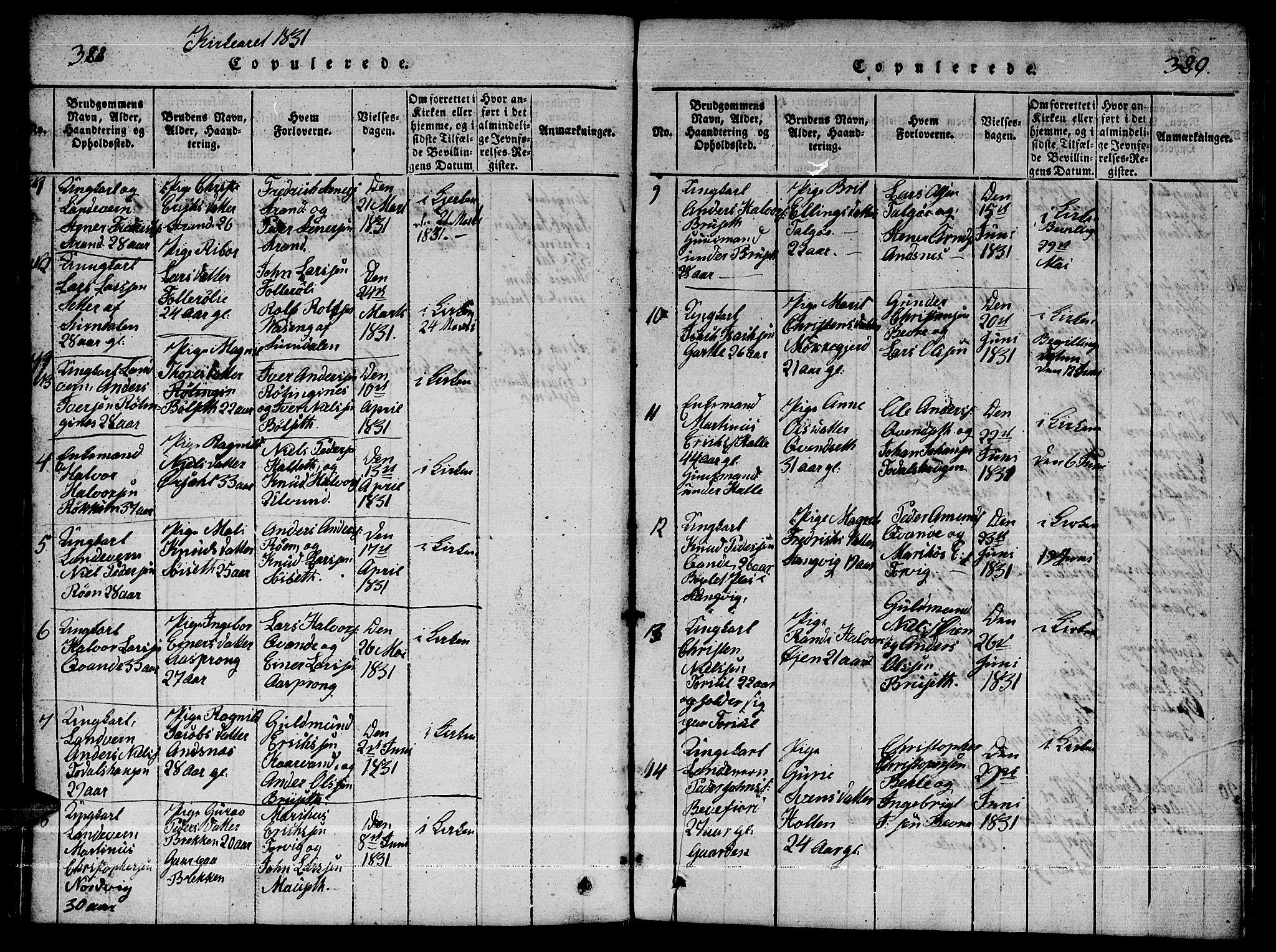 Ministerialprotokoller, klokkerbøker og fødselsregistre - Møre og Romsdal, AV/SAT-A-1454/592/L1031: Klokkerbok nr. 592C01, 1820-1833, s. 388-389