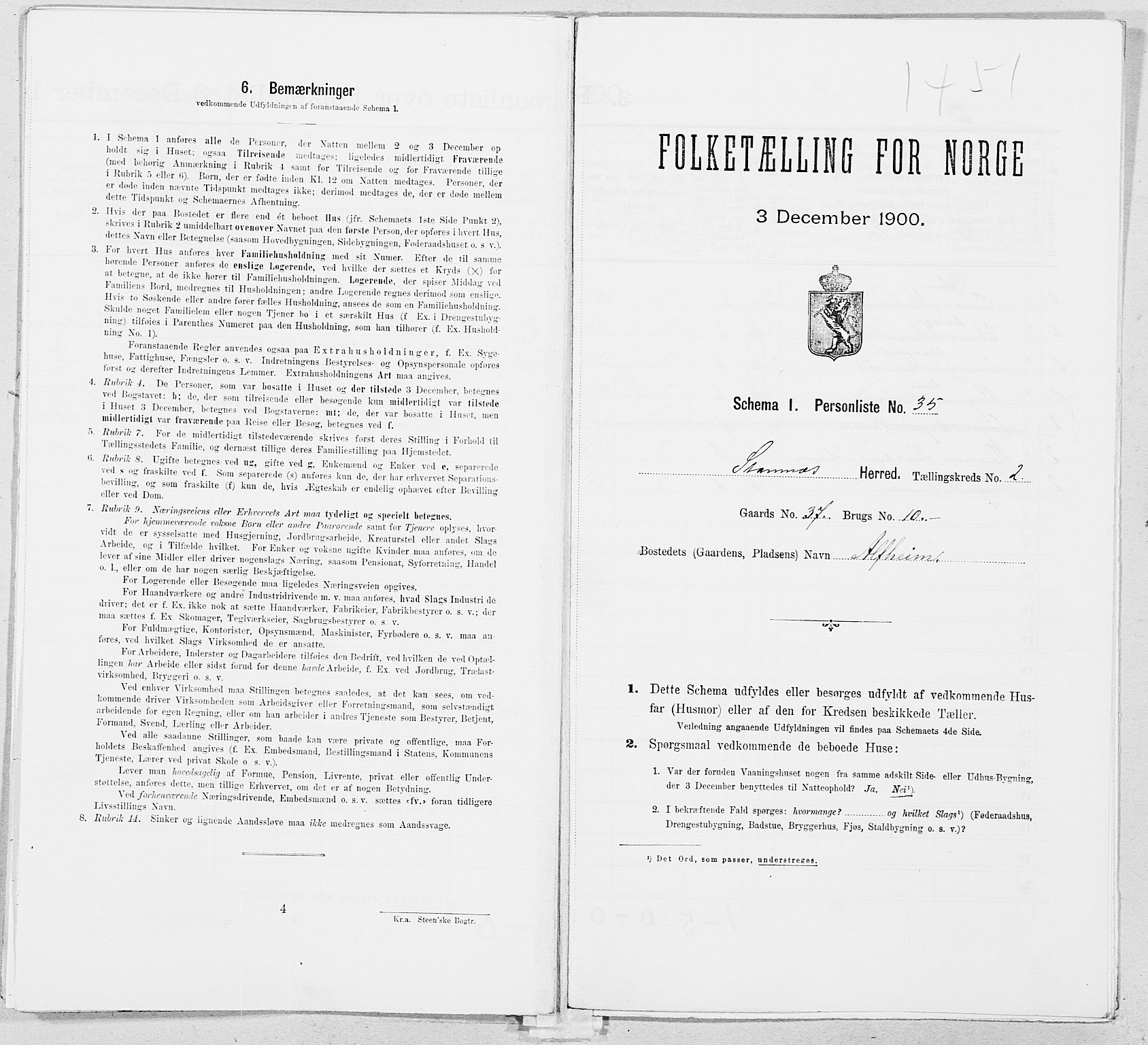SAT, Folketelling 1900 for 1821 Stamnes herred, 1900, s. 276