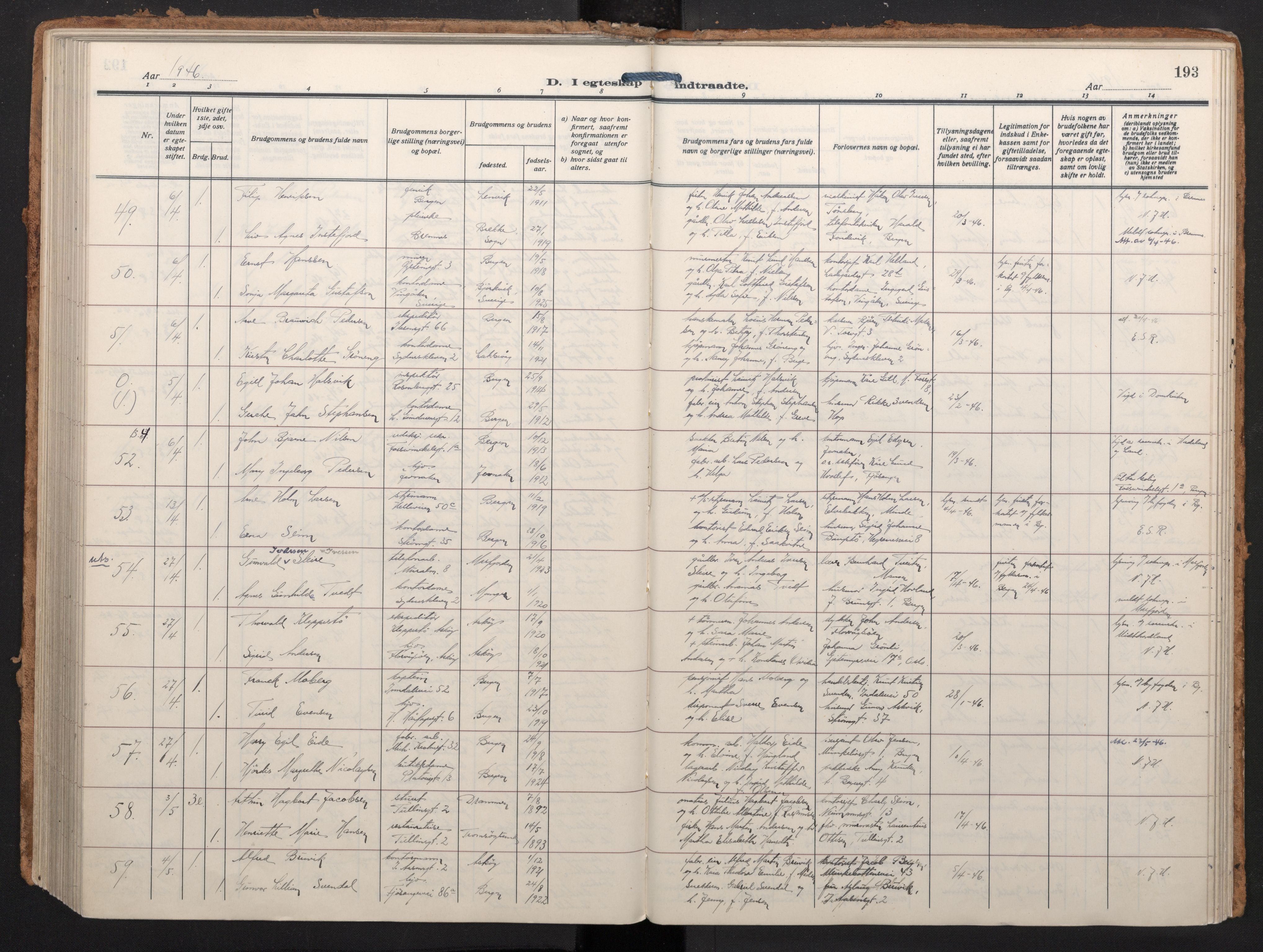 Johanneskirken sokneprestembete, AV/SAB-A-76001/H/Haa/L0014: Ministerialbok nr. D 3, 1929-1949, s. 192b-193a