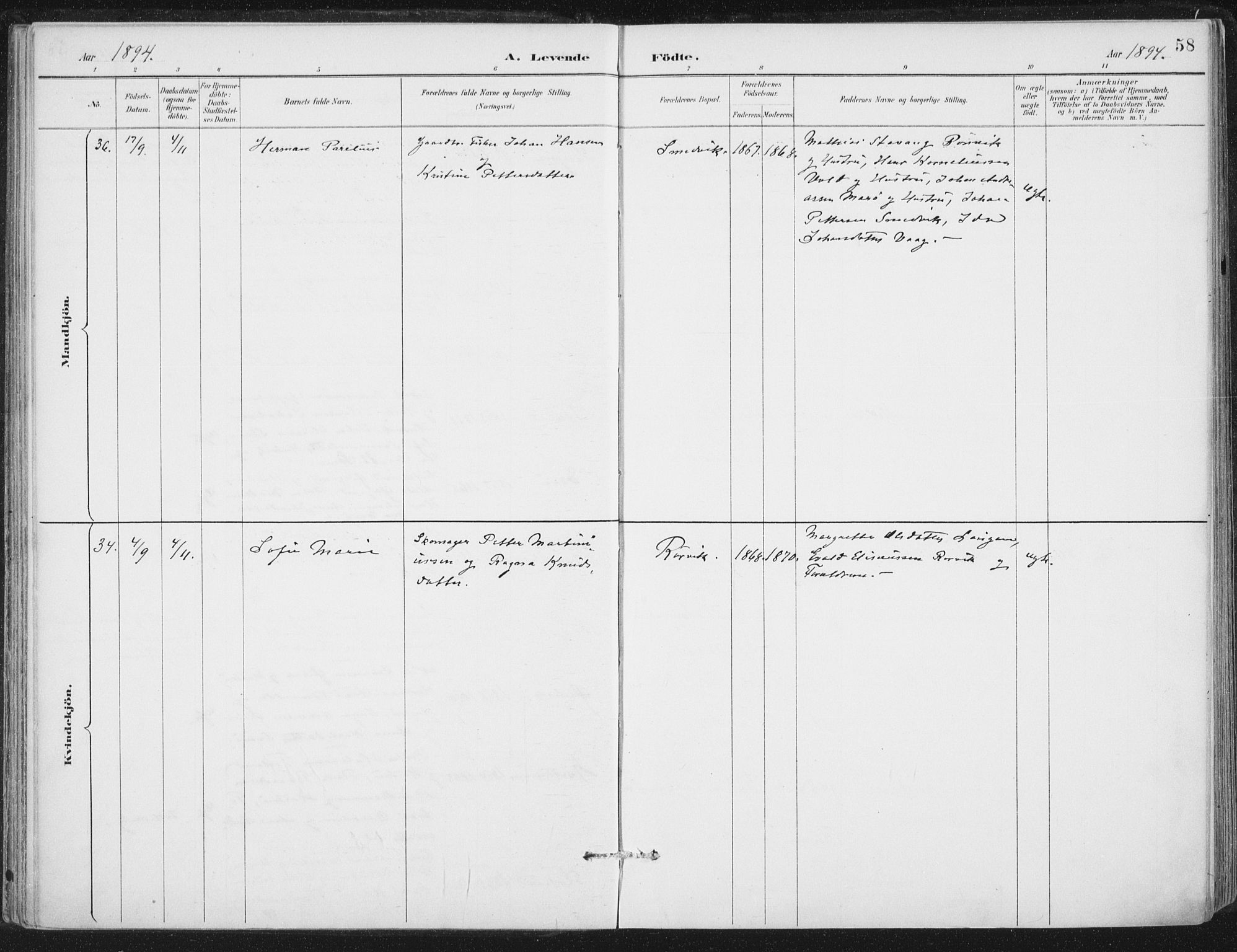 Ministerialprotokoller, klokkerbøker og fødselsregistre - Nord-Trøndelag, AV/SAT-A-1458/784/L0673: Ministerialbok nr. 784A08, 1888-1899, s. 58