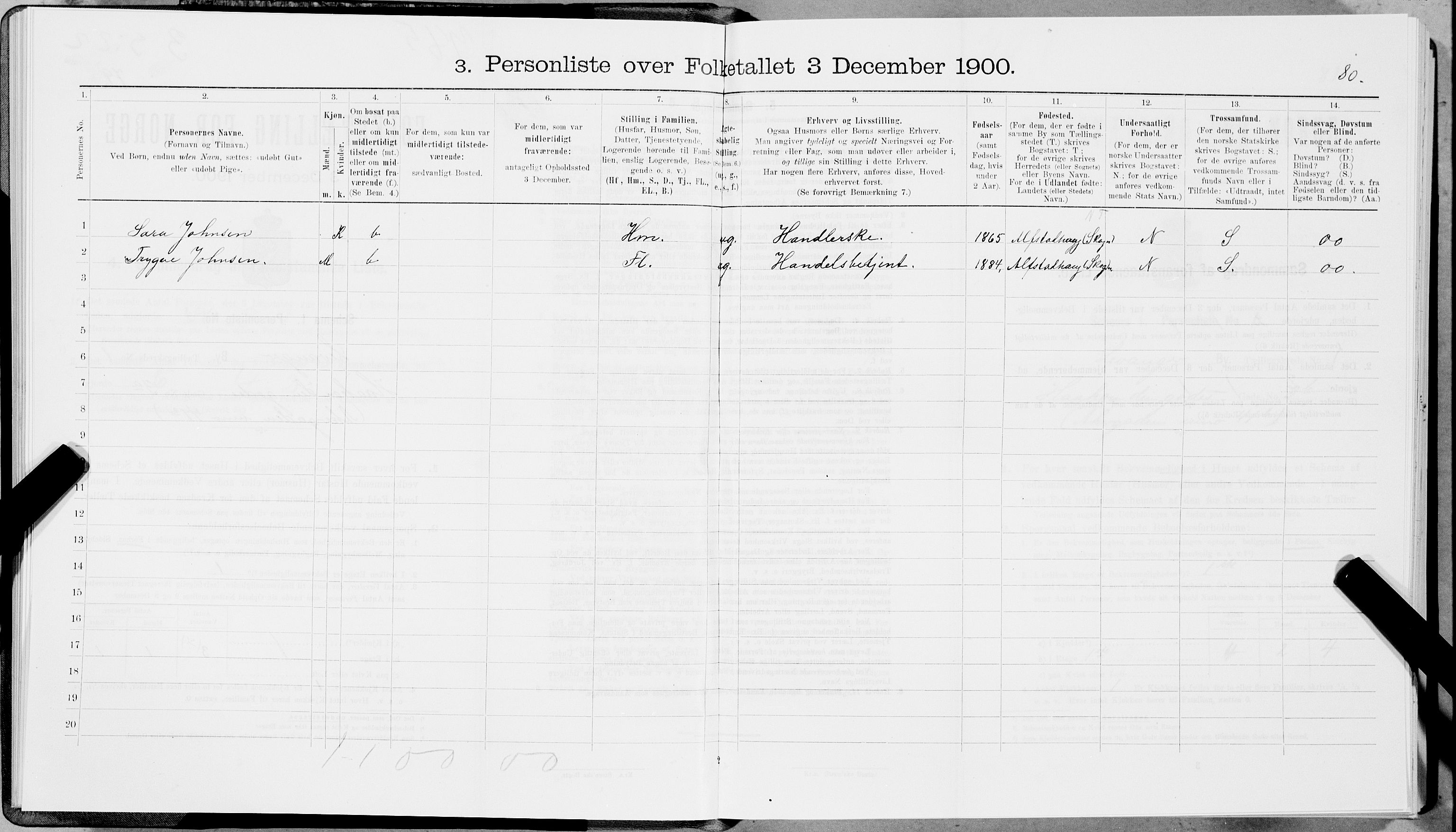 SAT, Folketelling 1900 for 1701 Levanger kjøpstad, 1900, s. 90