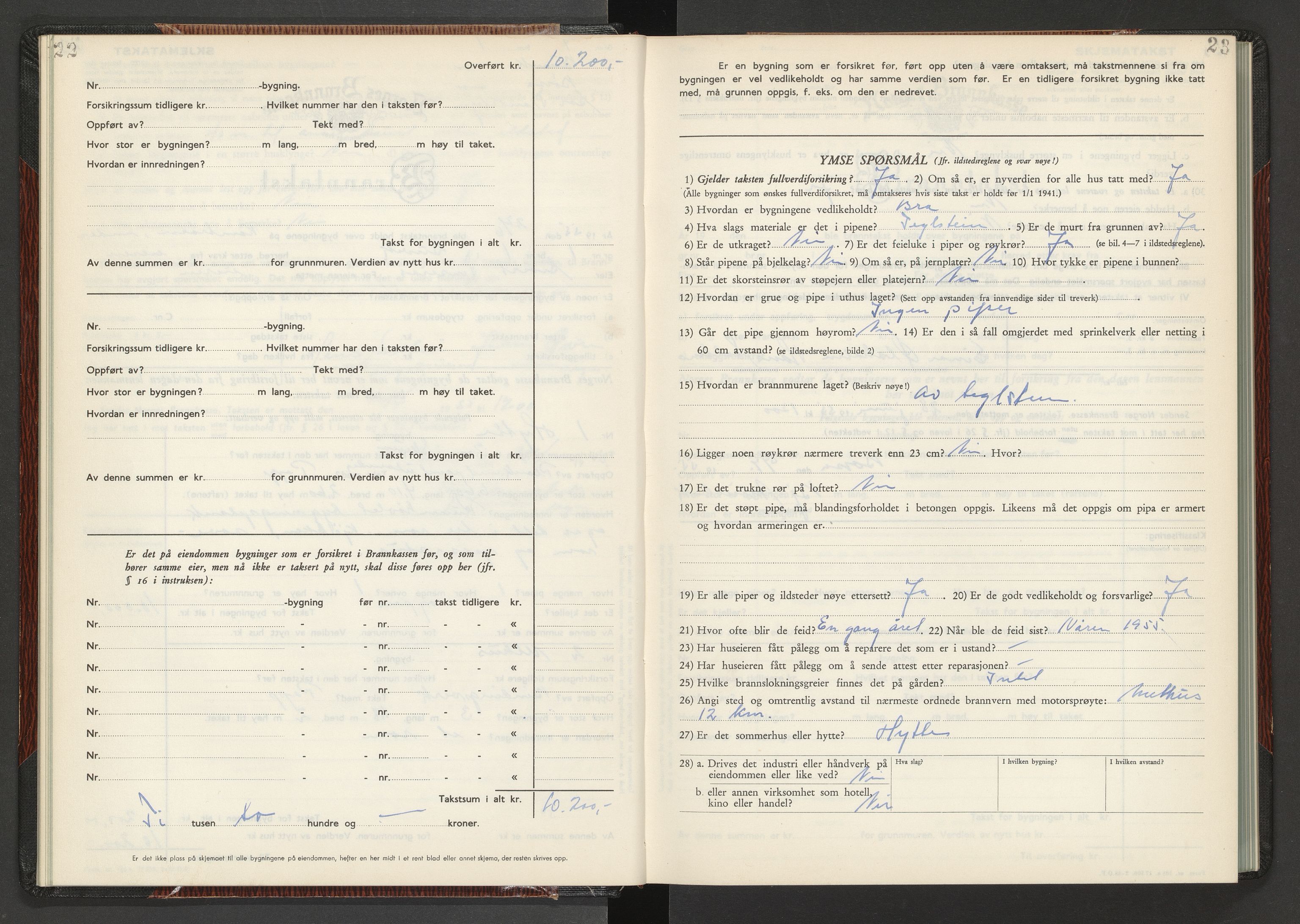 Norges Brannkasse Buvik, AV/SAT-A-5536/Fb/L0002: Branntakstprotokoll, 1952-1955