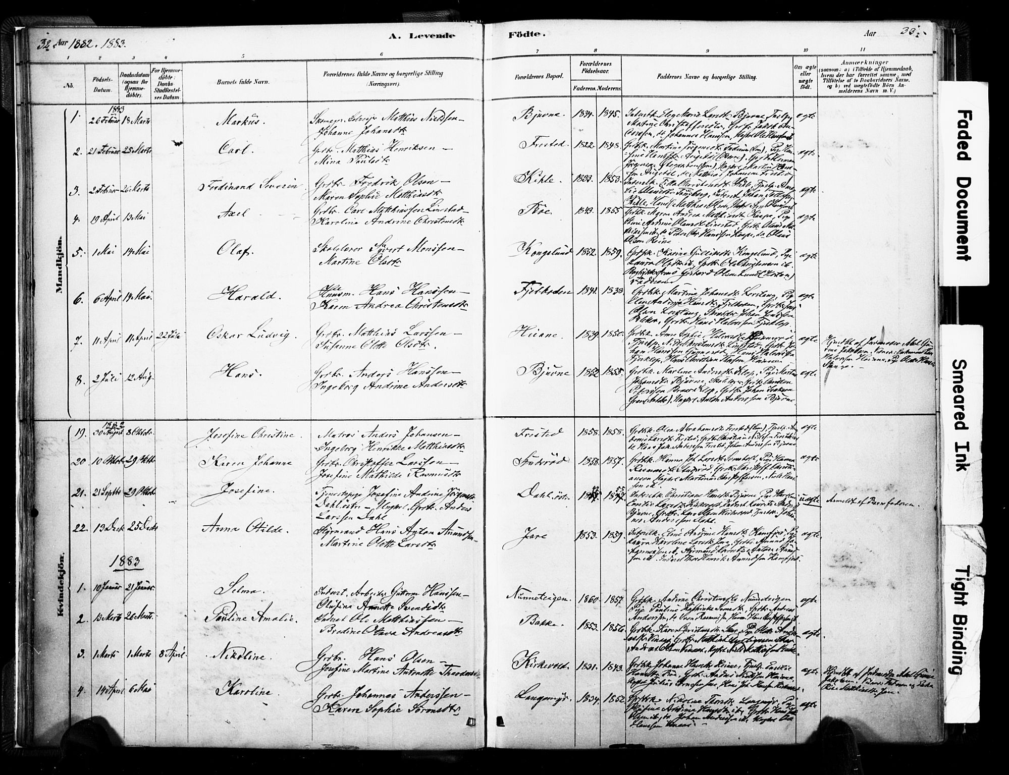 Ramnes kirkebøker, AV/SAKO-A-314/F/Fa/L0007: Ministerialbok nr. I 7, 1878-1895, s. 32-33