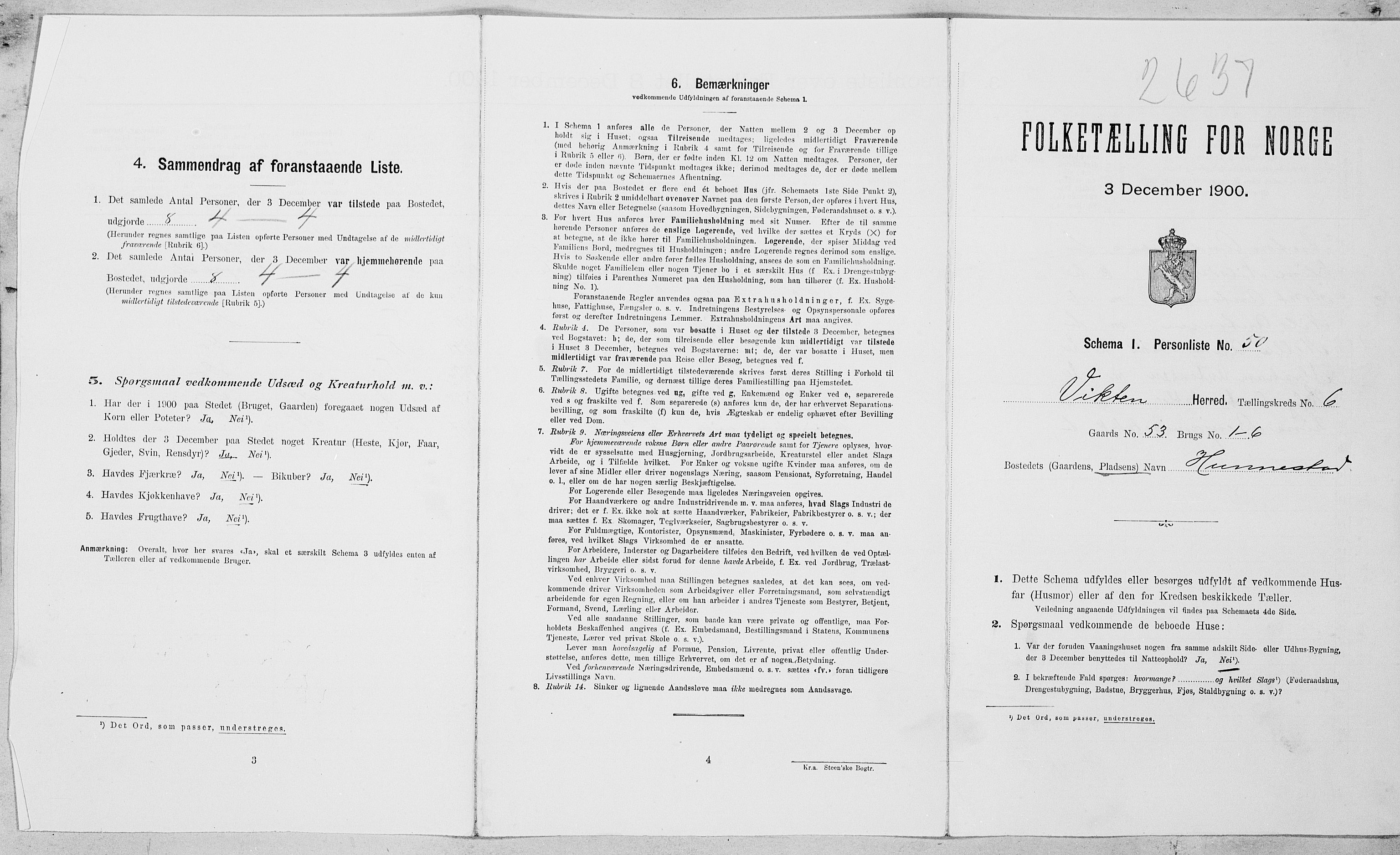 SAT, Folketelling 1900 for 1750 Vikna herred, 1900, s. 697