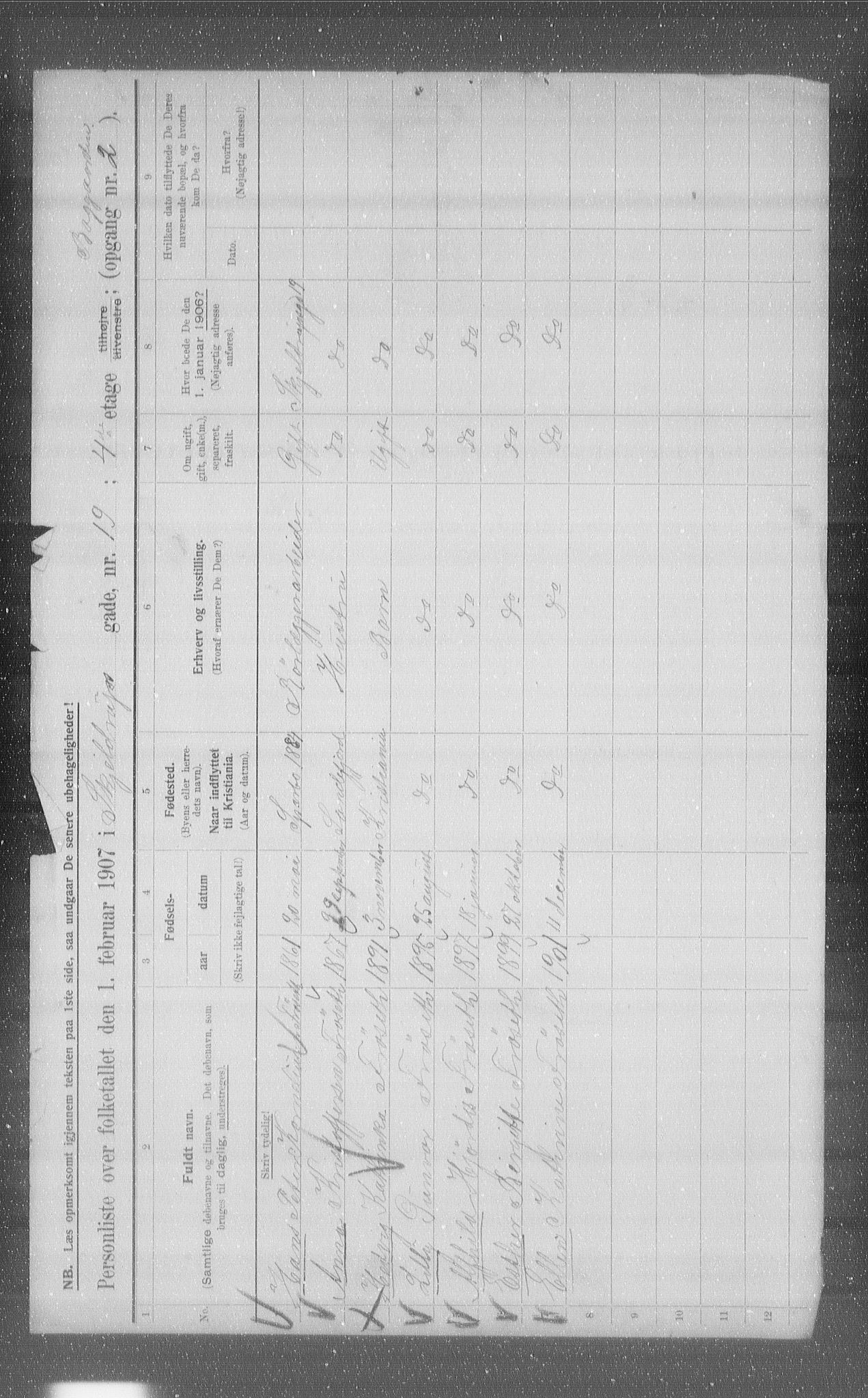 OBA, Kommunal folketelling 1.2.1907 for Kristiania kjøpstad, 1907, s. 49098