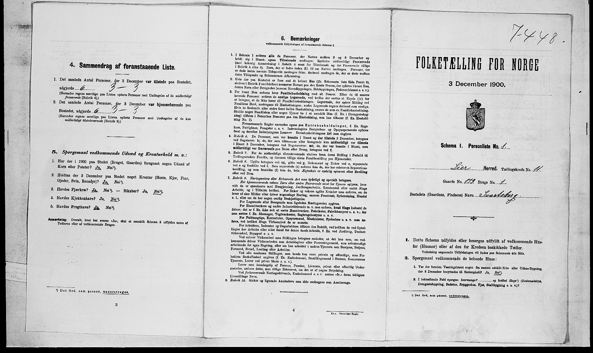 RA, Folketelling 1900 for 0626 Lier herred, 1900, s. 1908