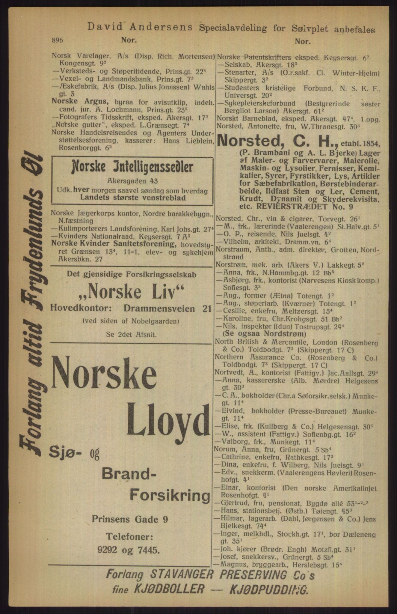 Kristiania/Oslo adressebok, PUBL/-, 1915, s. 896