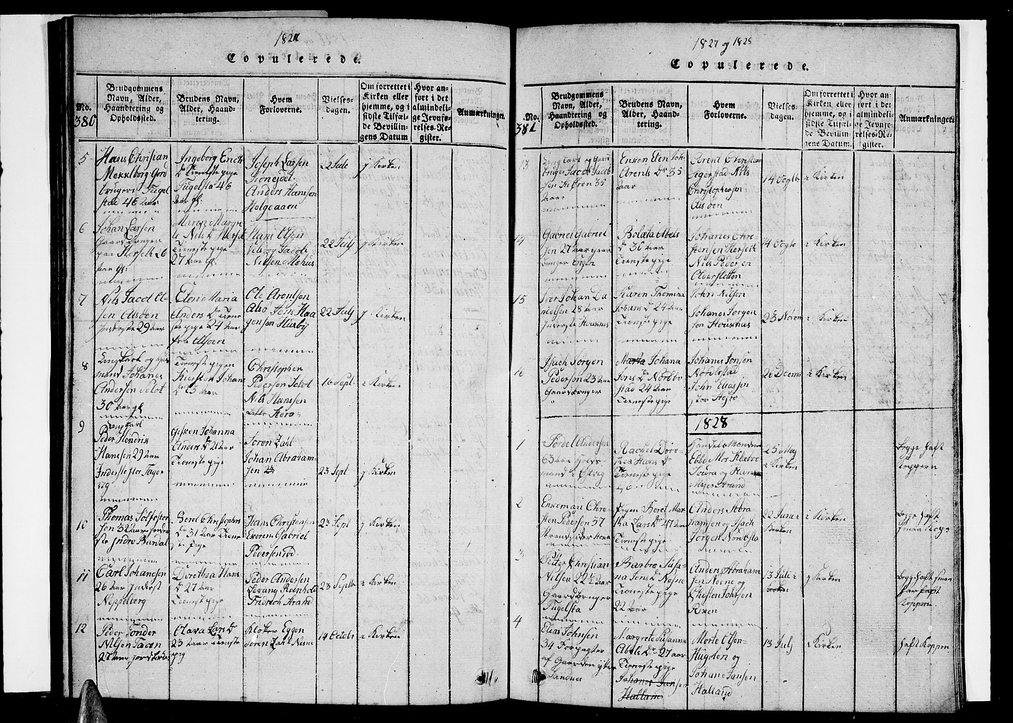 Ministerialprotokoller, klokkerbøker og fødselsregistre - Nordland, SAT/A-1459/838/L0554: Klokkerbok nr. 838C01, 1820-1828, s. 380-381