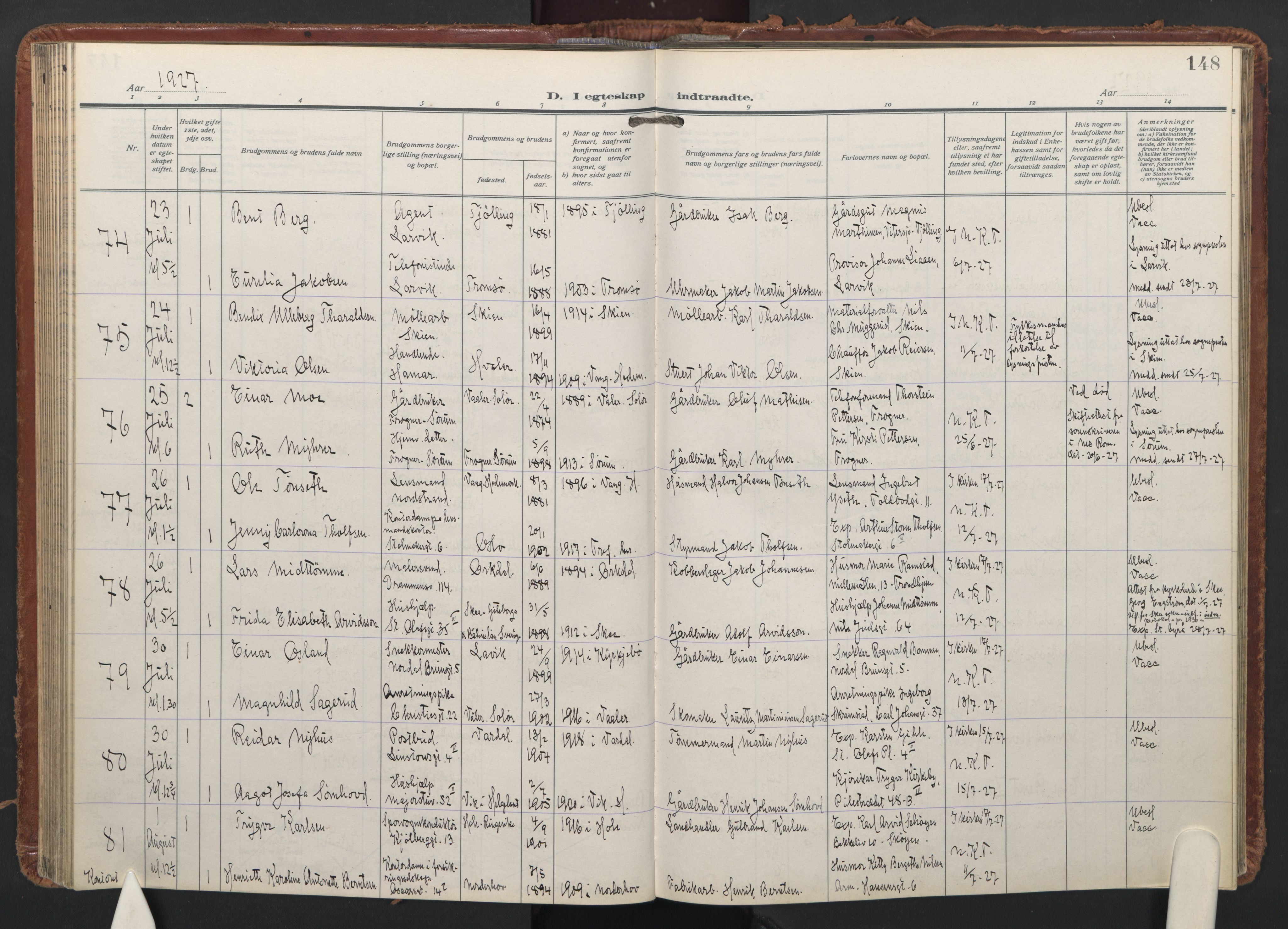 Trefoldighet prestekontor Kirkebøker, AV/SAO-A-10882/F/Fc/L0009: Ministerialbok nr. III 9, 1922-1936, s. 148