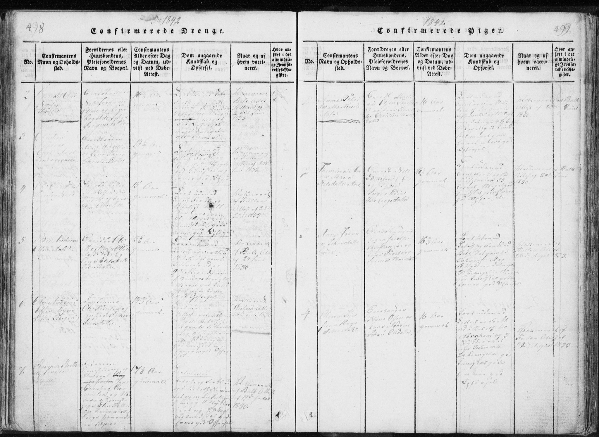 Ministerialprotokoller, klokkerbøker og fødselsregistre - Nordland, AV/SAT-A-1459/897/L1411: Klokkerbok nr. 897C01, 1820-1866, s. 498-499