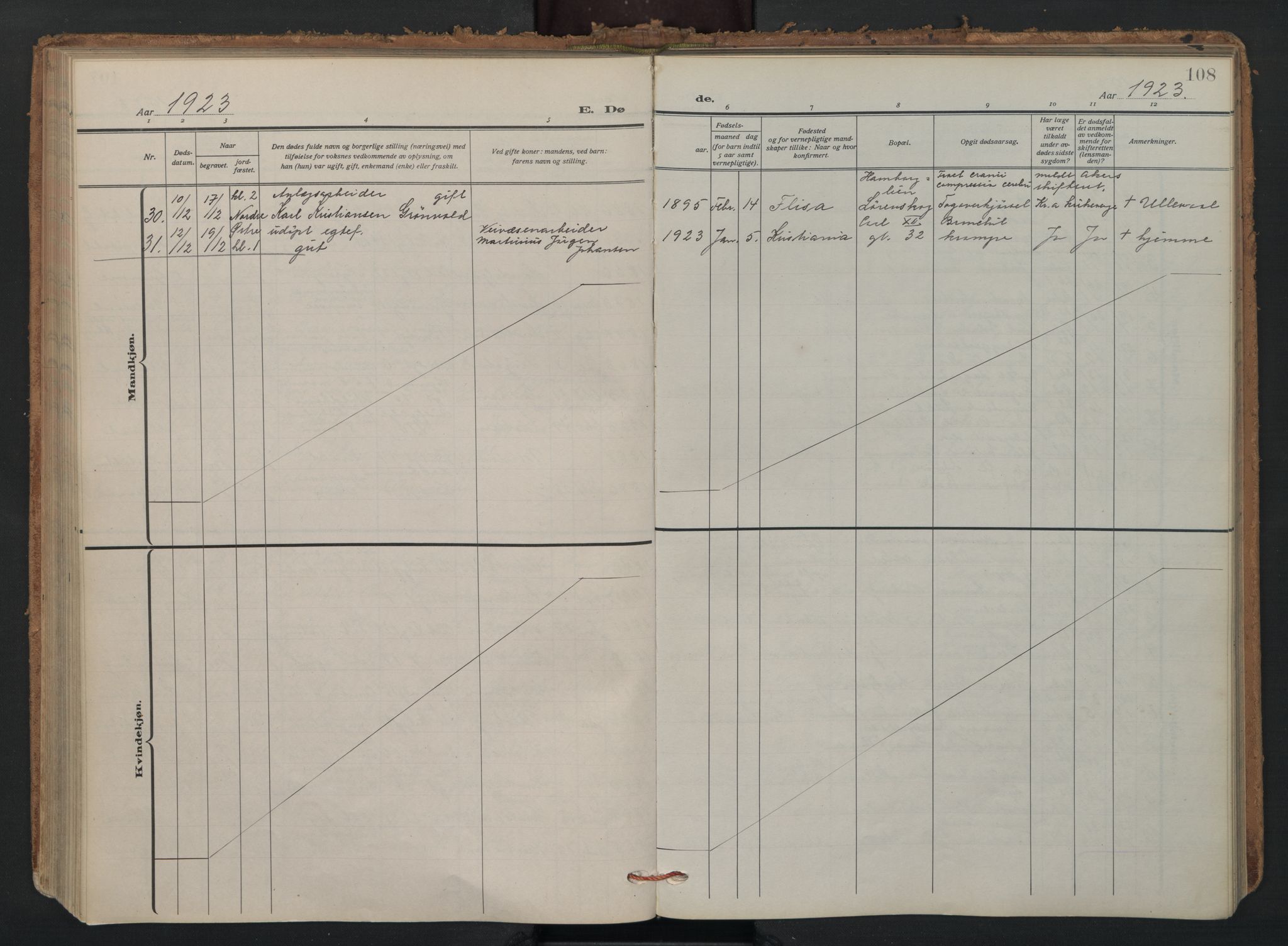 Vaterland prestekontor Kirkebøker, SAO/A-10880/F/Fa/L0003: Ministerialbok nr. 3, 1922-1944, s. 108