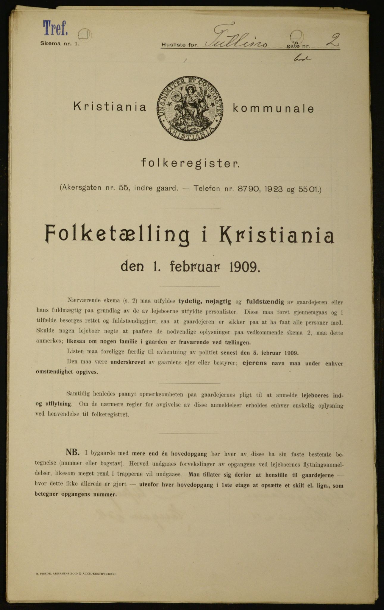 OBA, Kommunal folketelling 1.2.1909 for Kristiania kjøpstad, 1909, s. 106374