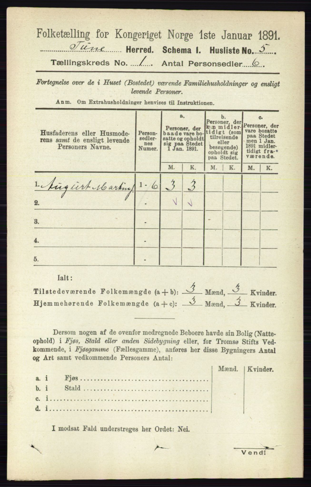 RA, Folketelling 1891 for 0130 Tune herred, 1891, s. 55