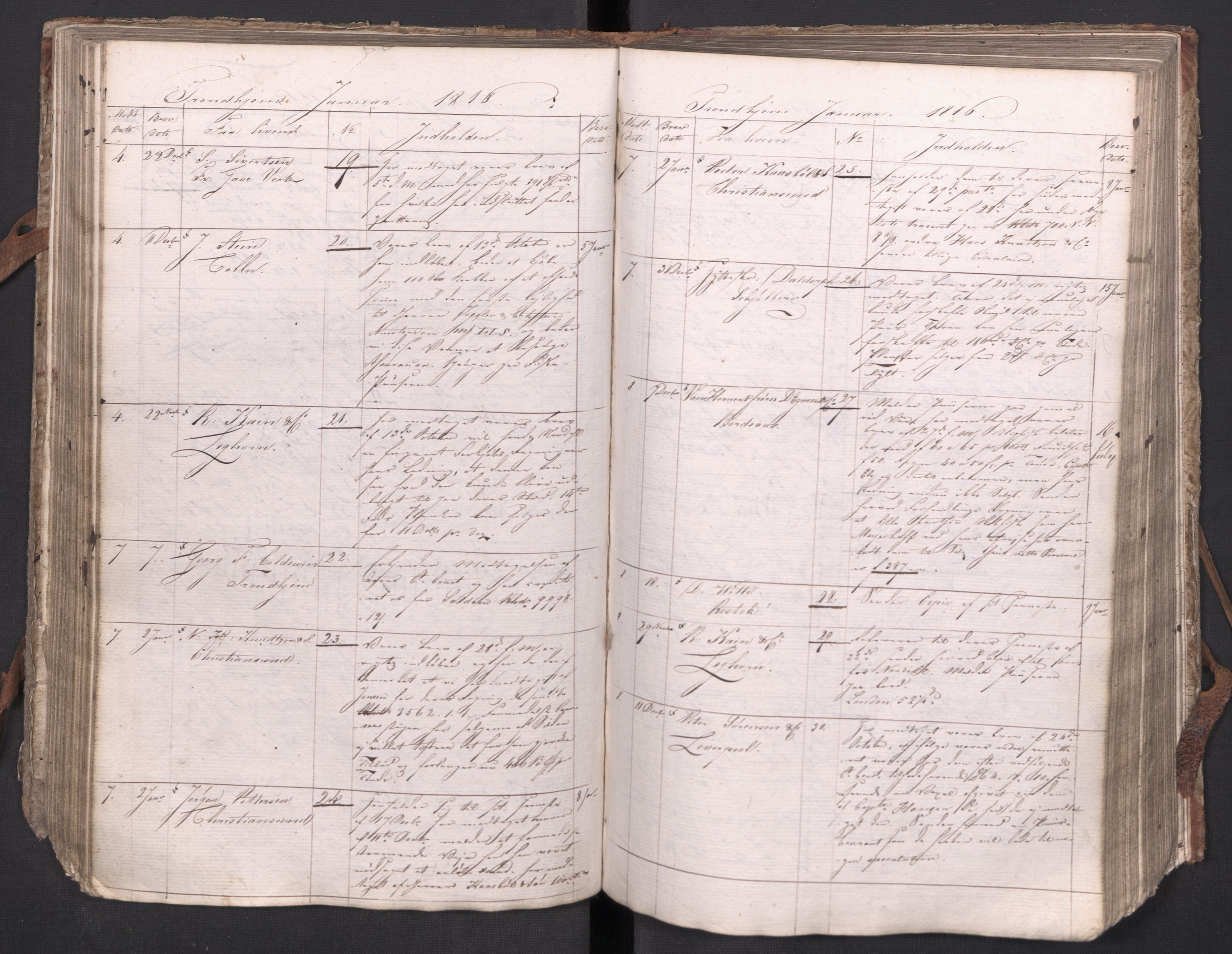 Hoë, Herman & Co, SAT/PA-0280/11/L0045: Brevekstraktbok, 1814-1818