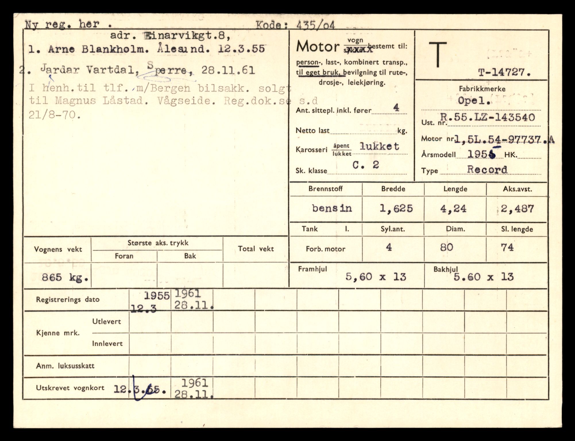 Møre og Romsdal vegkontor - Ålesund trafikkstasjon, AV/SAT-A-4099/F/Fe/L0048: Registreringskort for kjøretøy T 14721 - T 14863, 1927-1998, s. 89