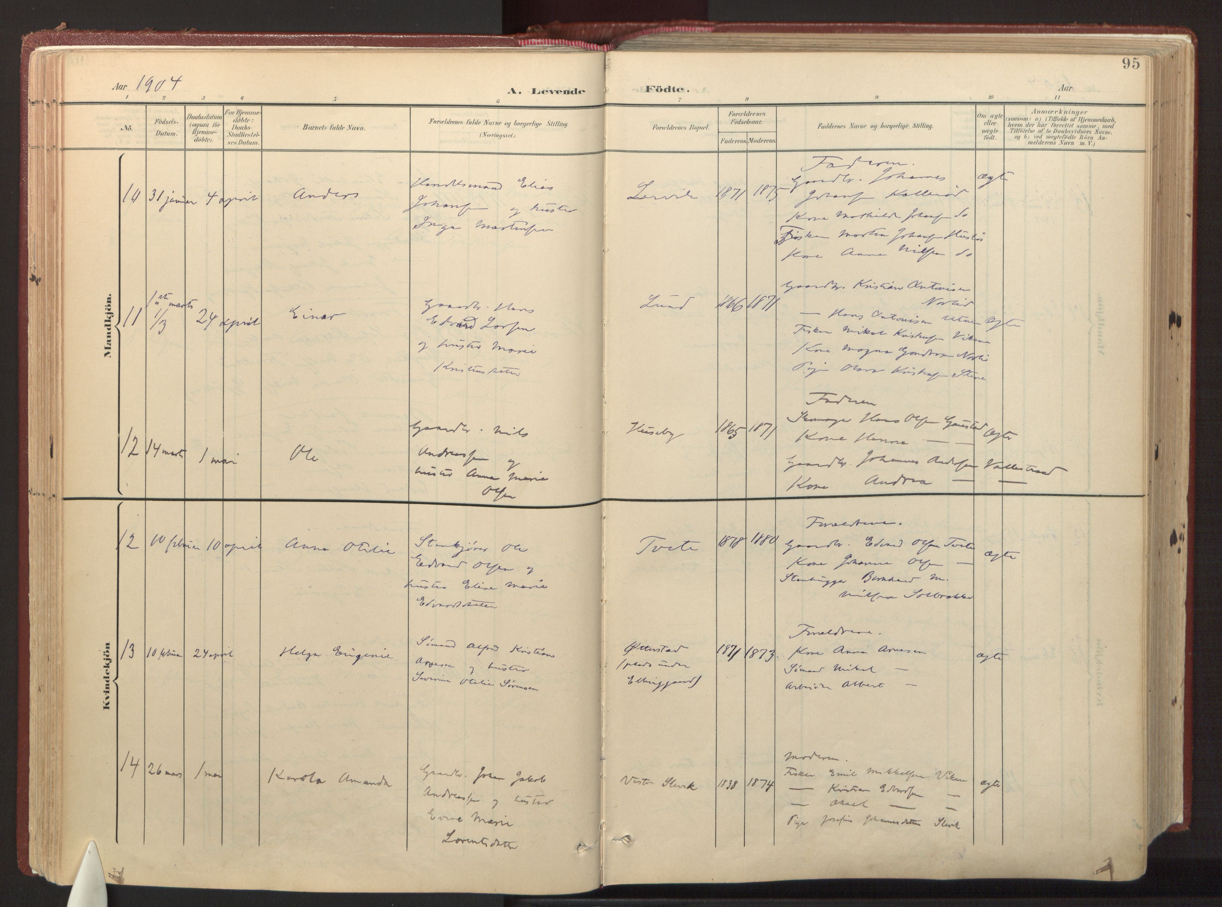 Onsøy prestekontor Kirkebøker, AV/SAO-A-10914/F/Fa/L0008: Ministerialbok nr. I 8, 1899-1923, s. 95
