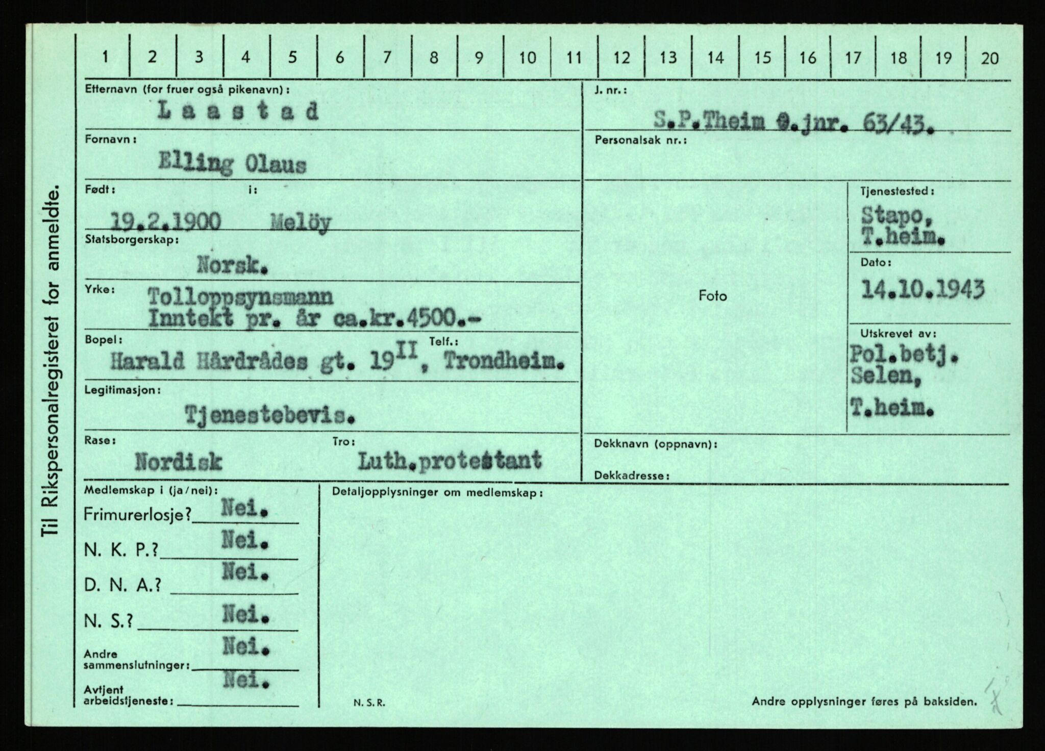 Statspolitiet - Hovedkontoret / Osloavdelingen, AV/RA-S-1329/C/Ca/L0009: Knutsen - Limstrand, 1943-1945, s. 2501