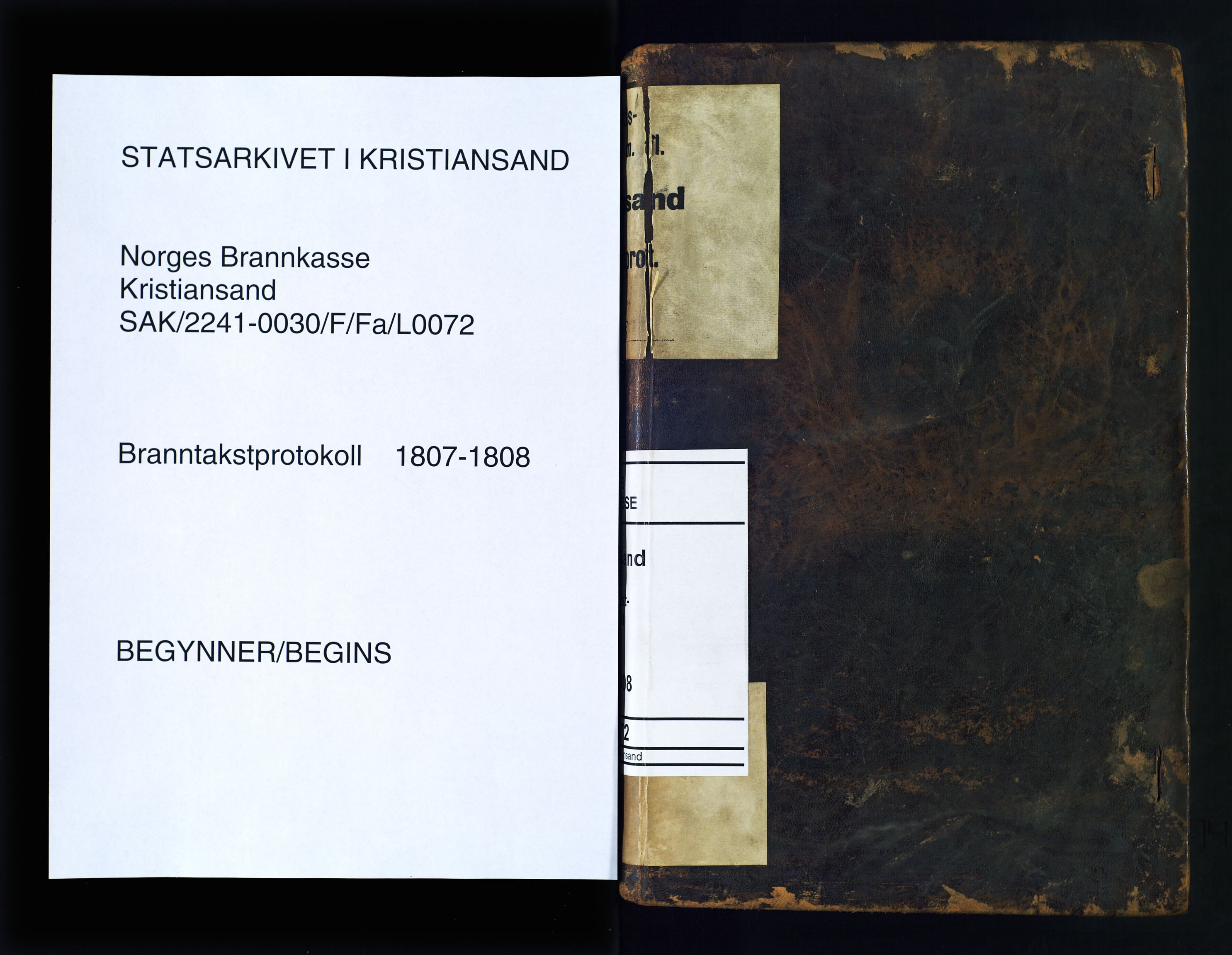 Norges Brannkasse Kristiansand, SAK/2241-0030/F/Fa/L0072: Branntakstprotokoll dublett, 1807-1808