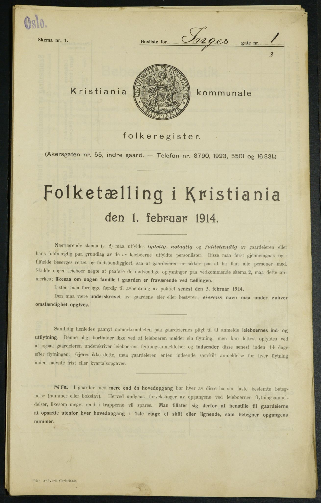 OBA, Kommunal folketelling 1.2.1914 for Kristiania, 1914, s. 43926