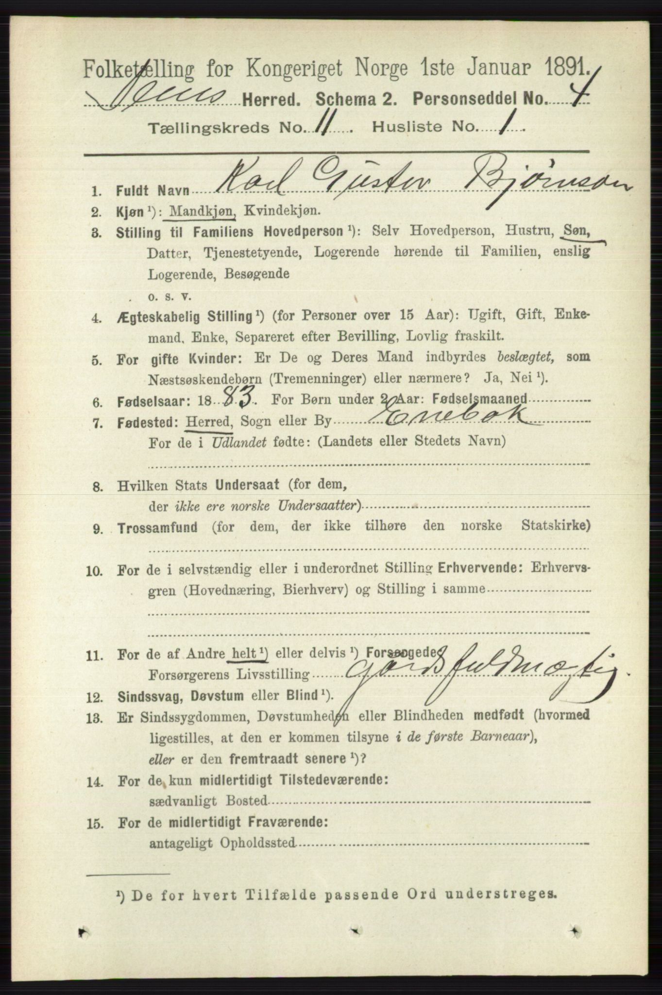 RA, Folketelling 1891 for 0721 Sem herred, 1891, s. 5353