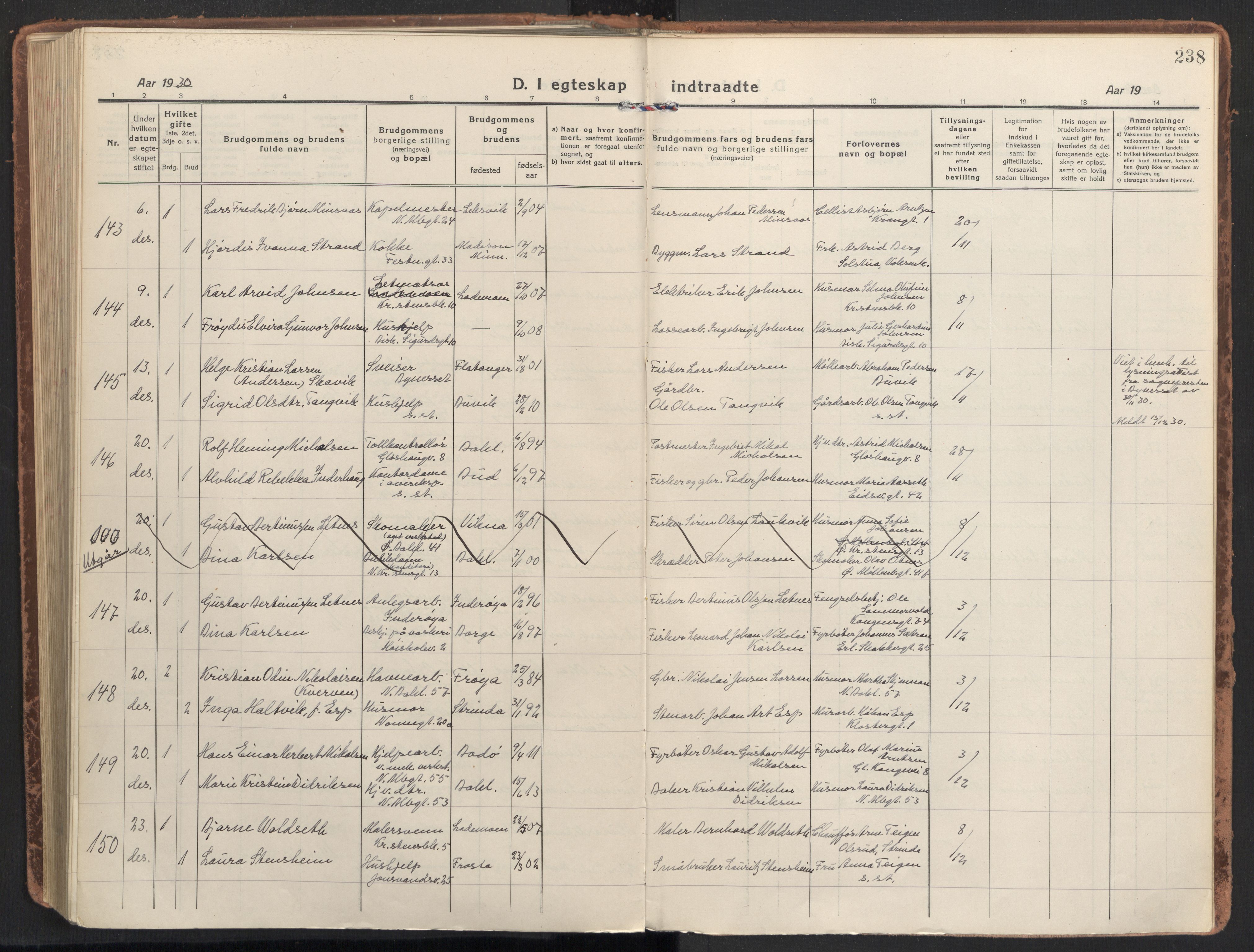 Ministerialprotokoller, klokkerbøker og fødselsregistre - Sør-Trøndelag, SAT/A-1456/604/L0206: Ministerialbok nr. 604A26, 1917-1931, s. 238