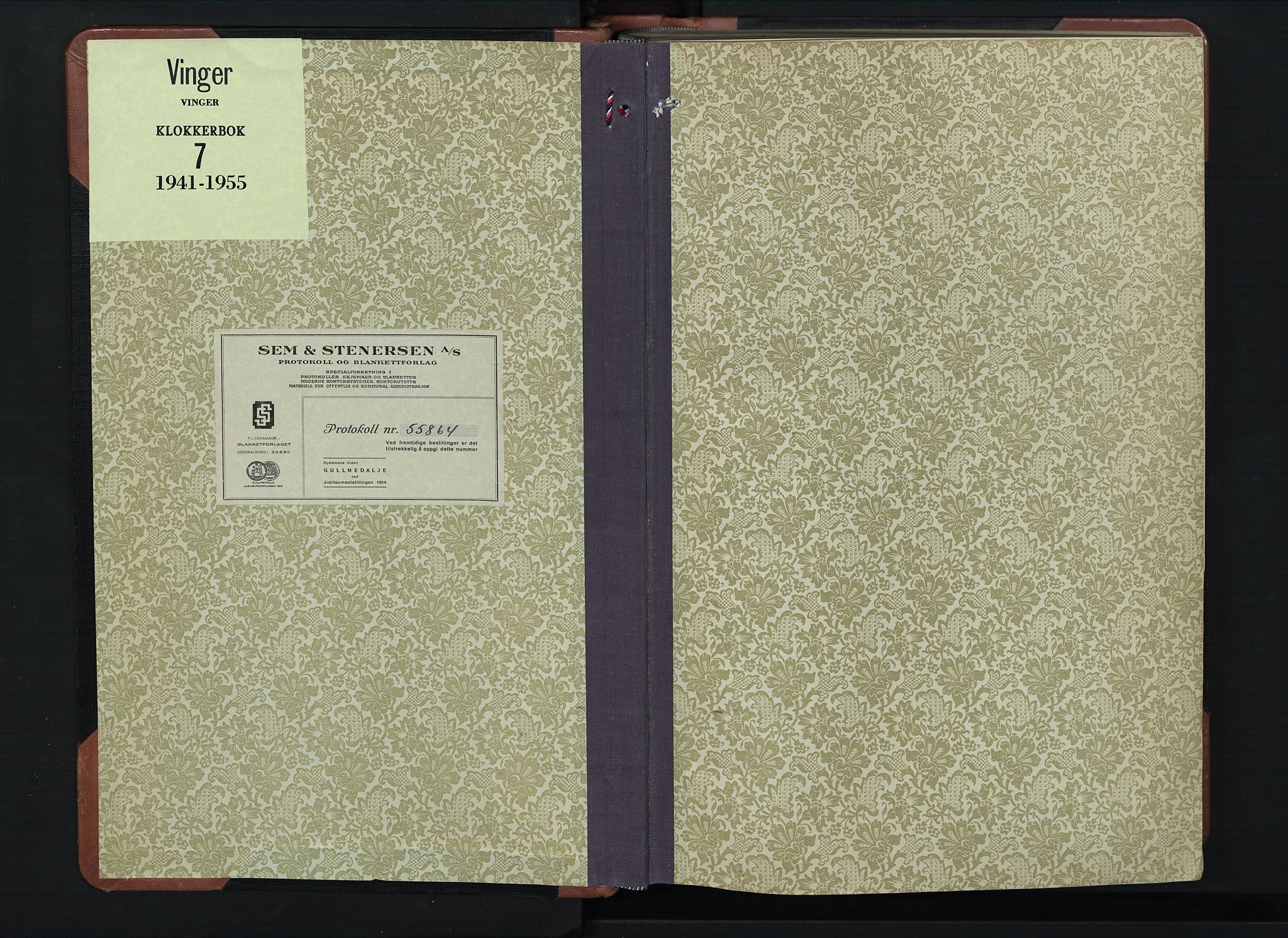 Vinger prestekontor, SAH/PREST-024/H/Ha/Hab/L0007: Klokkerbok nr. 7, 1941-1955
