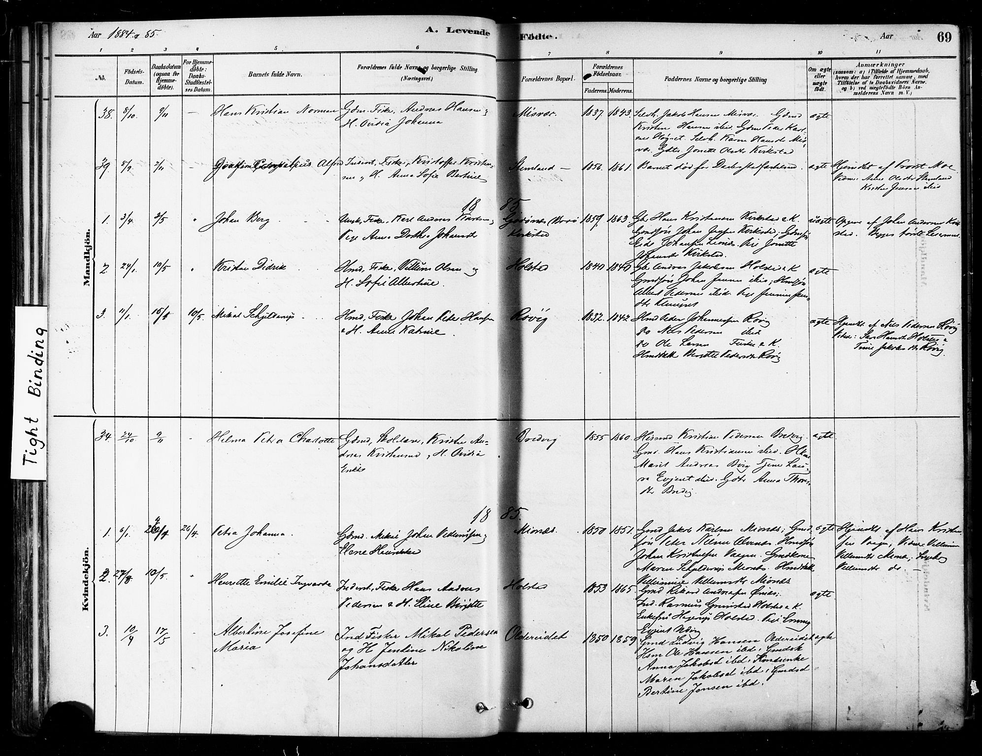 Ministerialprotokoller, klokkerbøker og fødselsregistre - Nordland, SAT/A-1459/852/L0740: Ministerialbok nr. 852A10, 1878-1894, s. 69