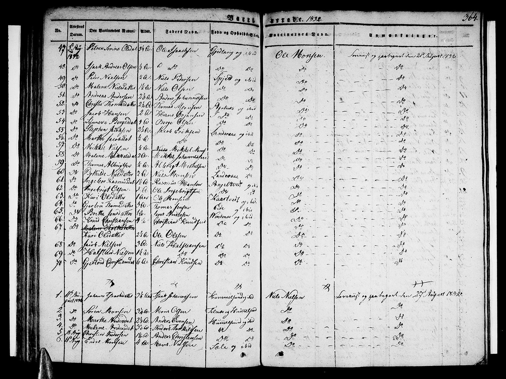 Sund sokneprestembete, AV/SAB-A-99930: Ministerialbok nr. A 12, 1825-1835, s. 364
