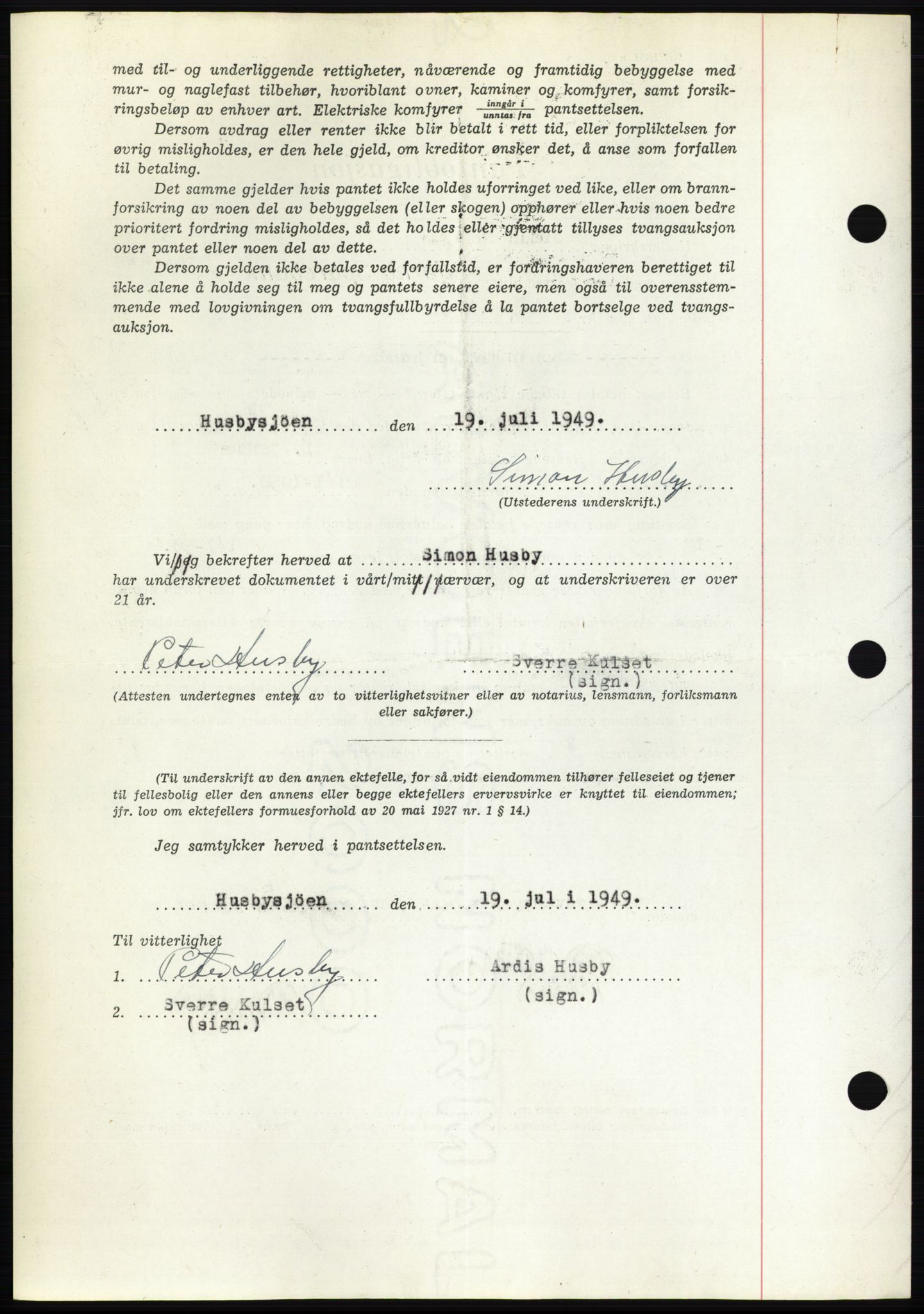 Fosen sorenskriveri, AV/SAT-A-1107/1/2/2C: Pantebok nr. B, 1948-1950, Dagboknr: 1313/1949