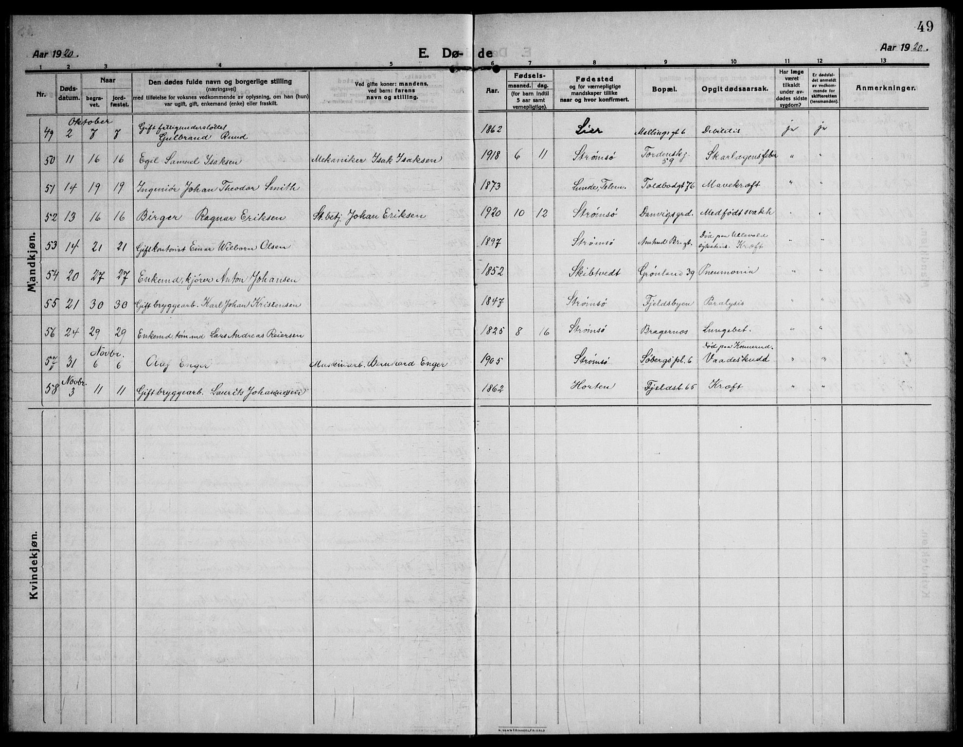 Strømsø kirkebøker, SAKO/A-246/F/Fa/L0028: Ministerialbok nr. I 29, 1914-1937, s. 49