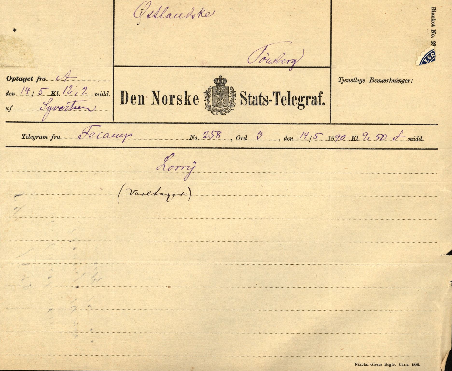 Pa 63 - Østlandske skibsassuranceforening, VEMU/A-1079/G/Ga/L0025/0003: Havaridokumenter / Josephine, Carl, Johanna, Castro, Comorin, Corona, 1890, s. 26