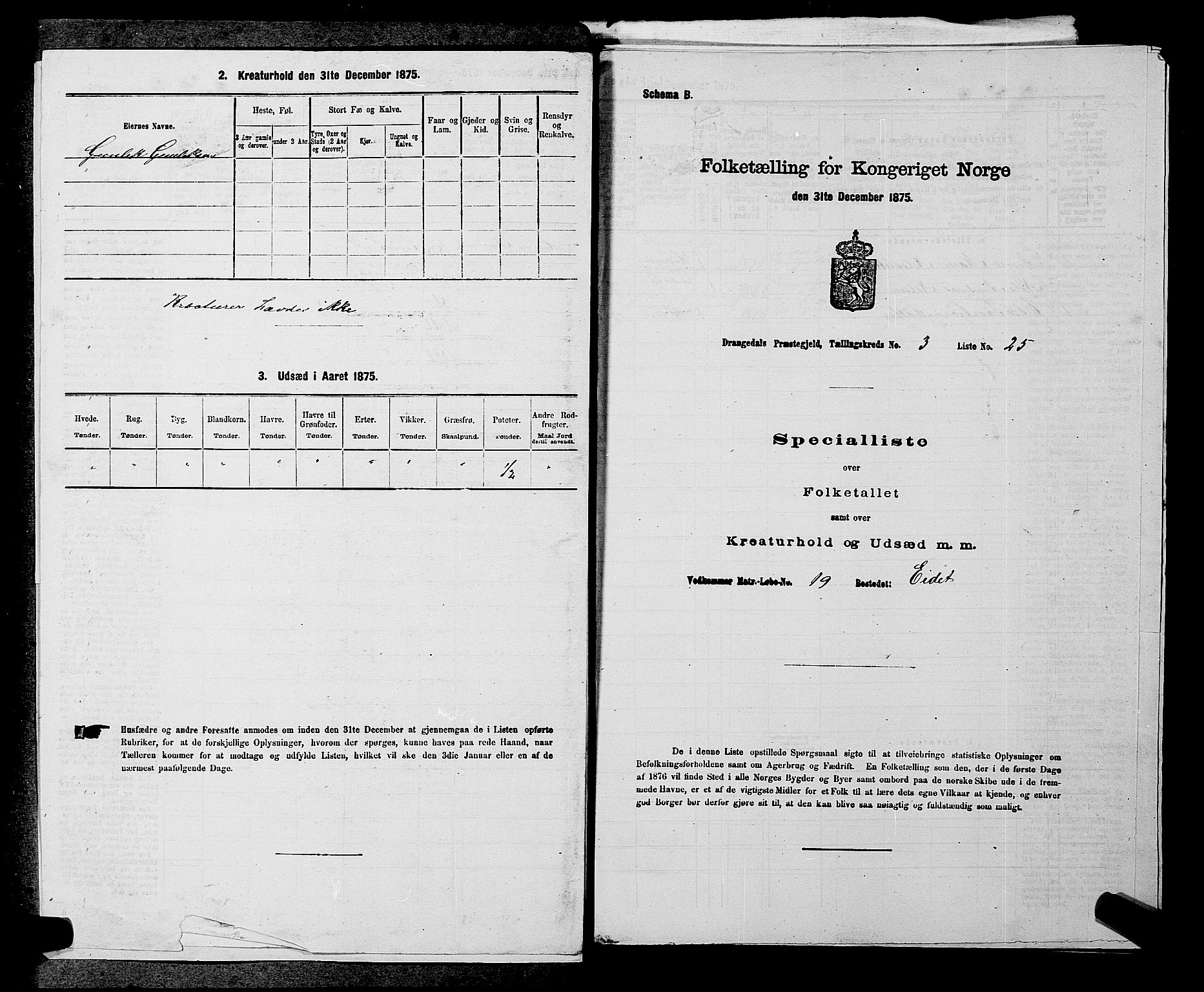 SAKO, Folketelling 1875 for 0817P Drangedal prestegjeld, 1875, s. 378