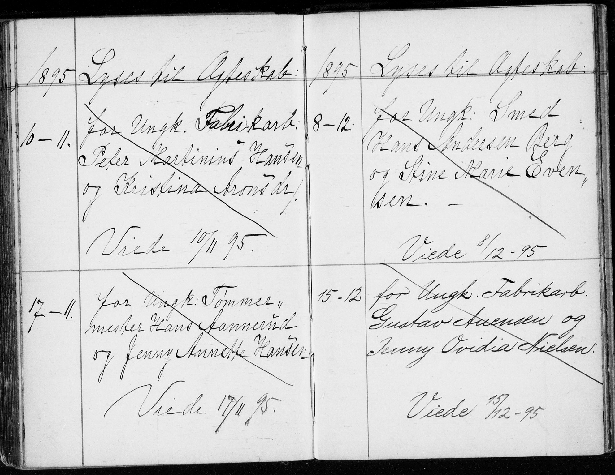 Strømsø kirkebøker, AV/SAKO-A-246/H/Ha/L0007: Lysningsprotokoll nr. 7, 1884-1896