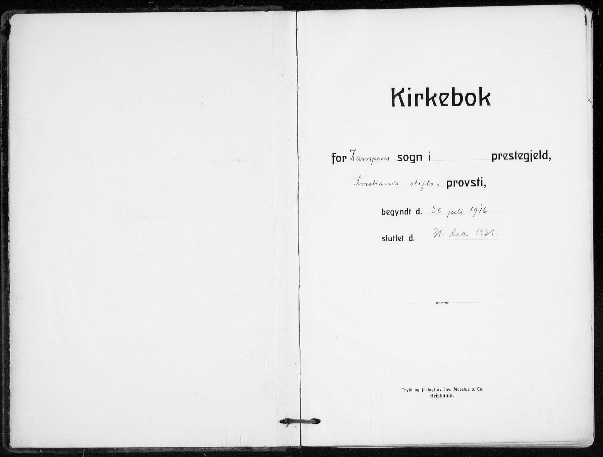 Kampen prestekontor Kirkebøker, SAO/A-10853/F/Fa/L0012: Ministerialbok nr. I 12, 1916-1921