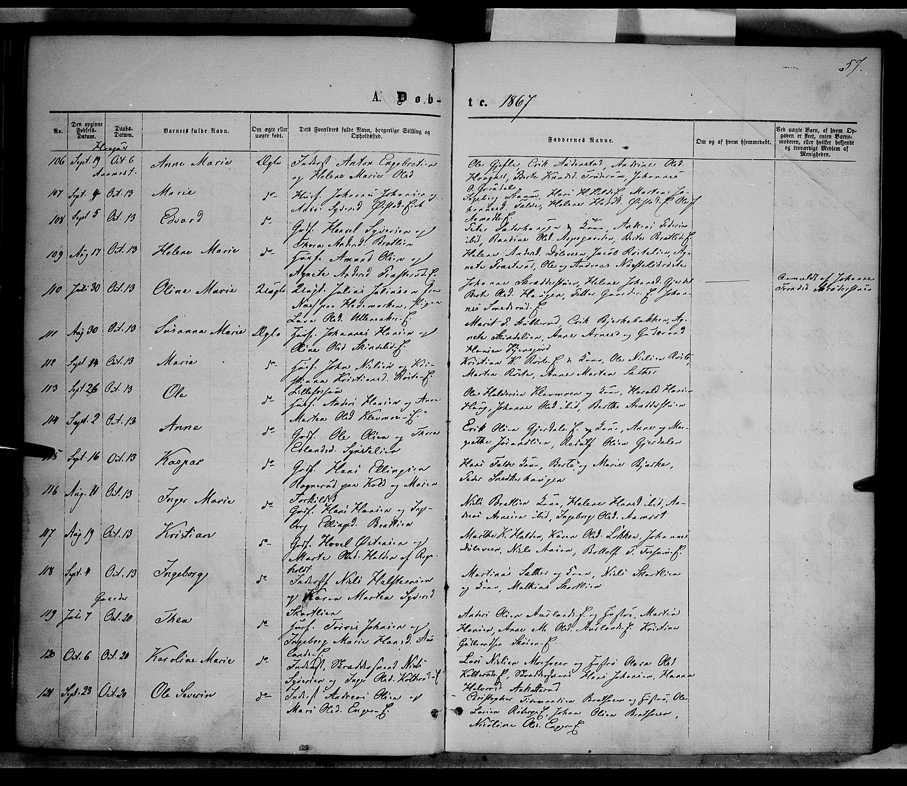 Nordre Land prestekontor, AV/SAH-PREST-124/H/Ha/Haa/L0001: Ministerialbok nr. 1, 1860-1871, s. 57