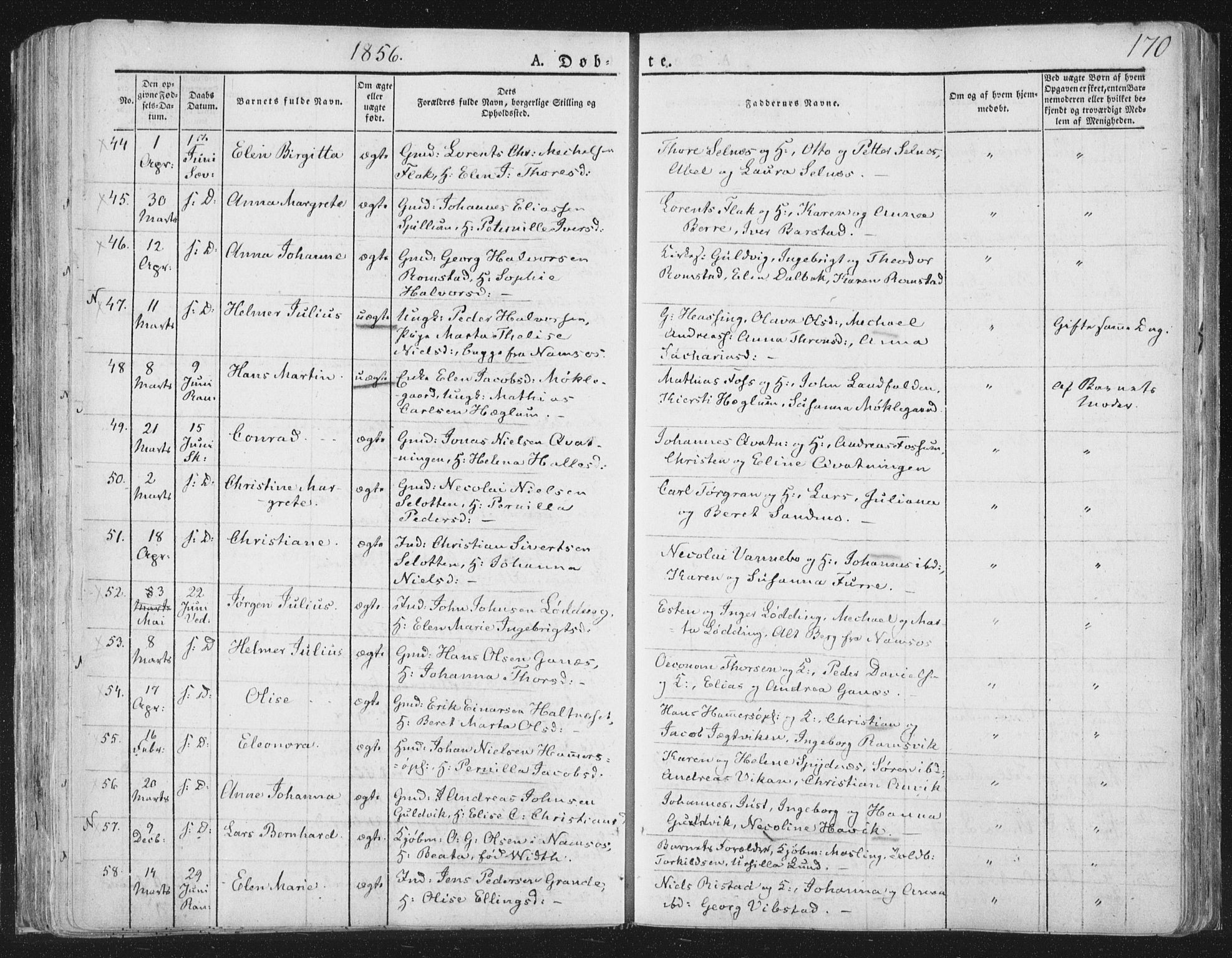 Ministerialprotokoller, klokkerbøker og fødselsregistre - Nord-Trøndelag, SAT/A-1458/764/L0551: Ministerialbok nr. 764A07a, 1824-1864, s. 170