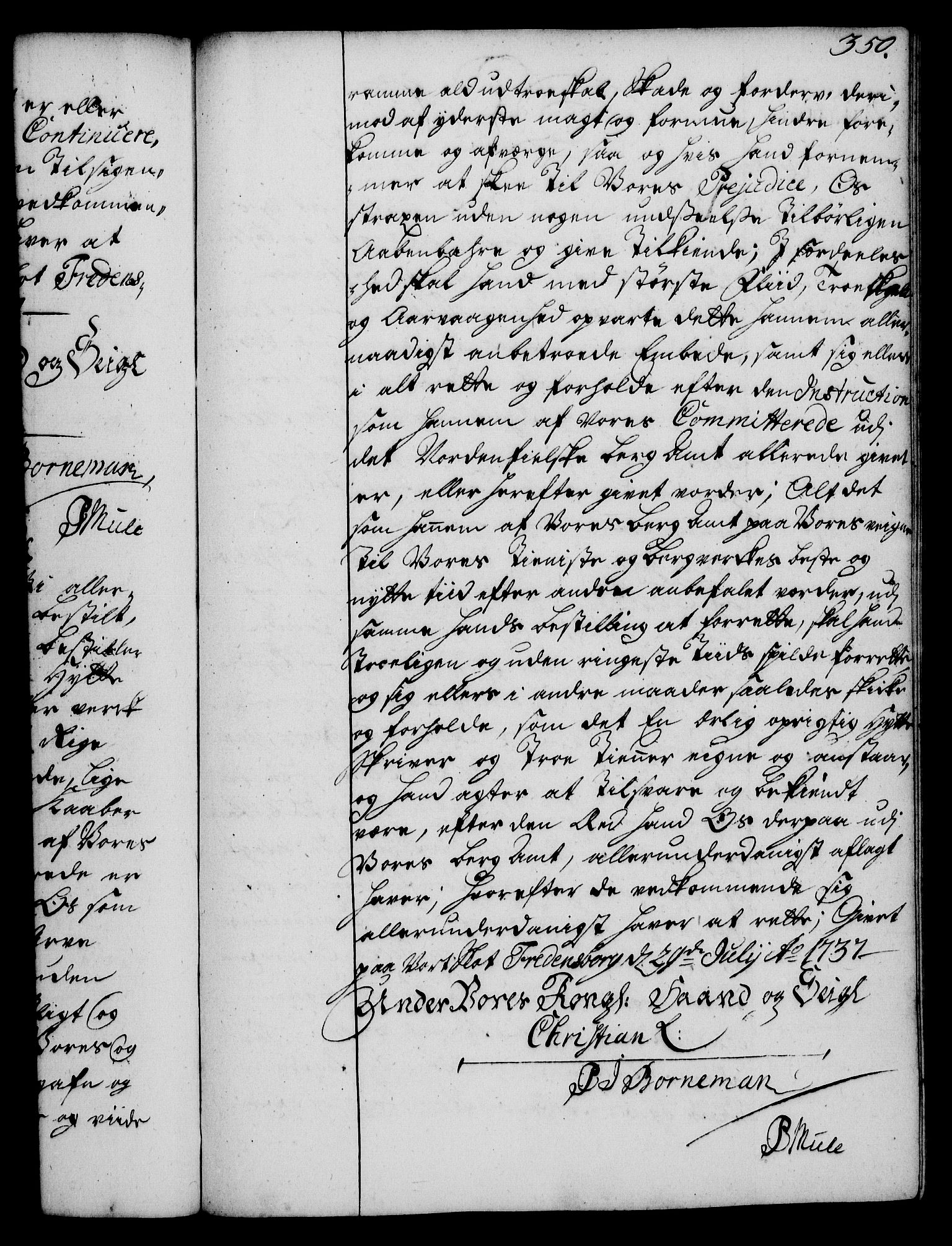 Rentekammeret, Kammerkanselliet, RA/EA-3111/G/Gg/Gge/L0002: Norsk bestallingsprotokoll med register (merket RK 53.26), 1730-1744, s. 350