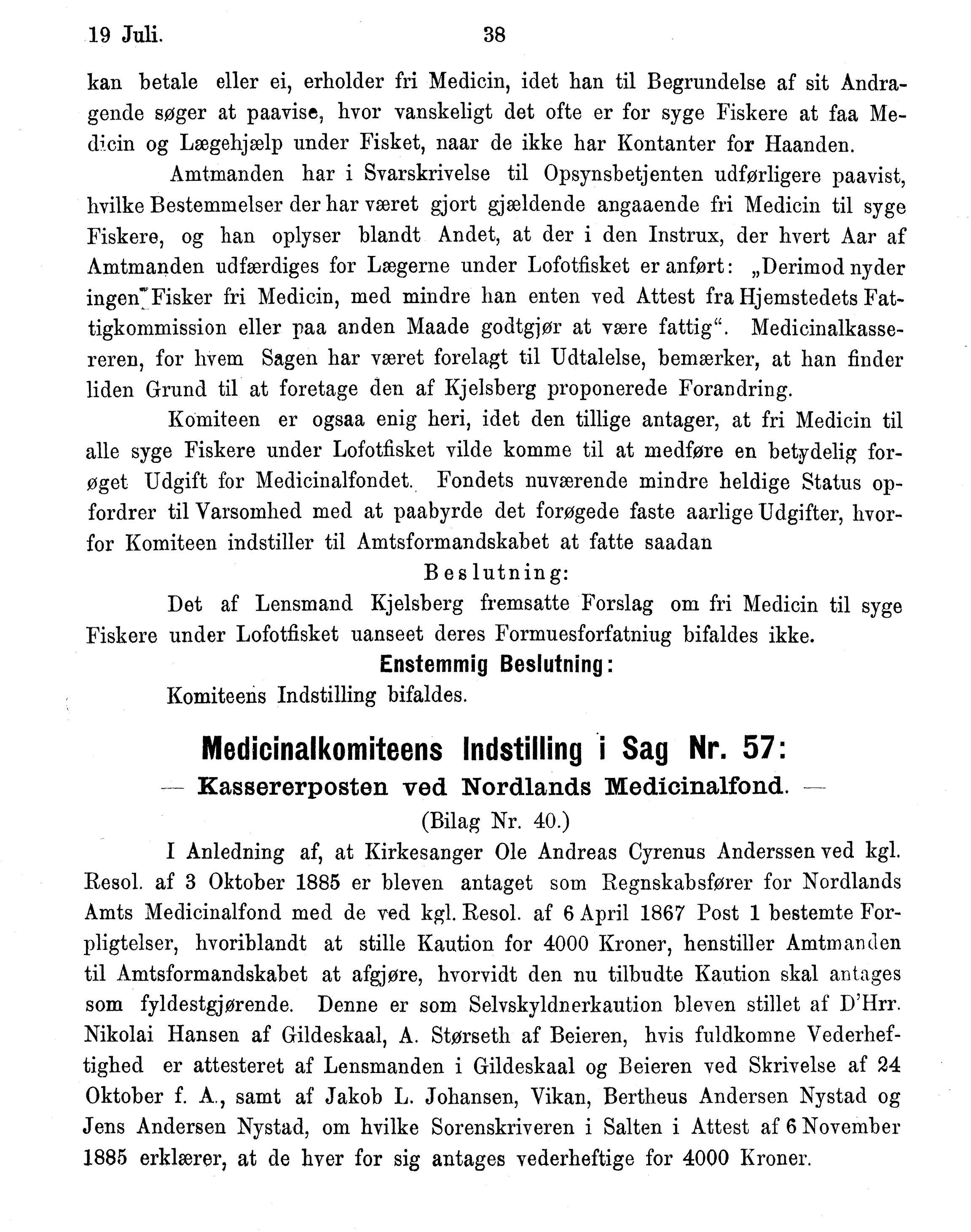 Nordland Fylkeskommune. Fylkestinget, AIN/NFK-17/176/A/Ac/L0015: Fylkestingsforhandlinger 1886-1890, 1886-1890