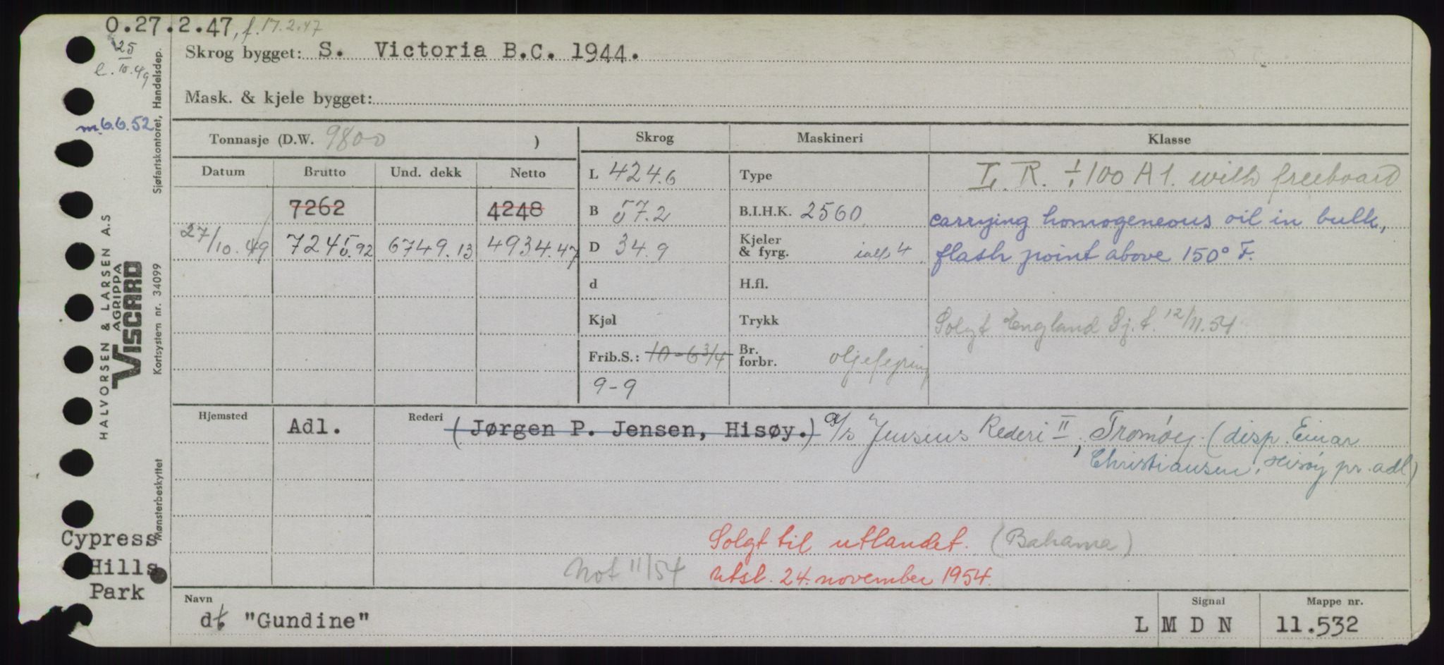 Sjøfartsdirektoratet med forløpere, Skipsmålingen, RA/S-1627/H/Hd/L0013: Fartøy, Gne-Gås, s. 425