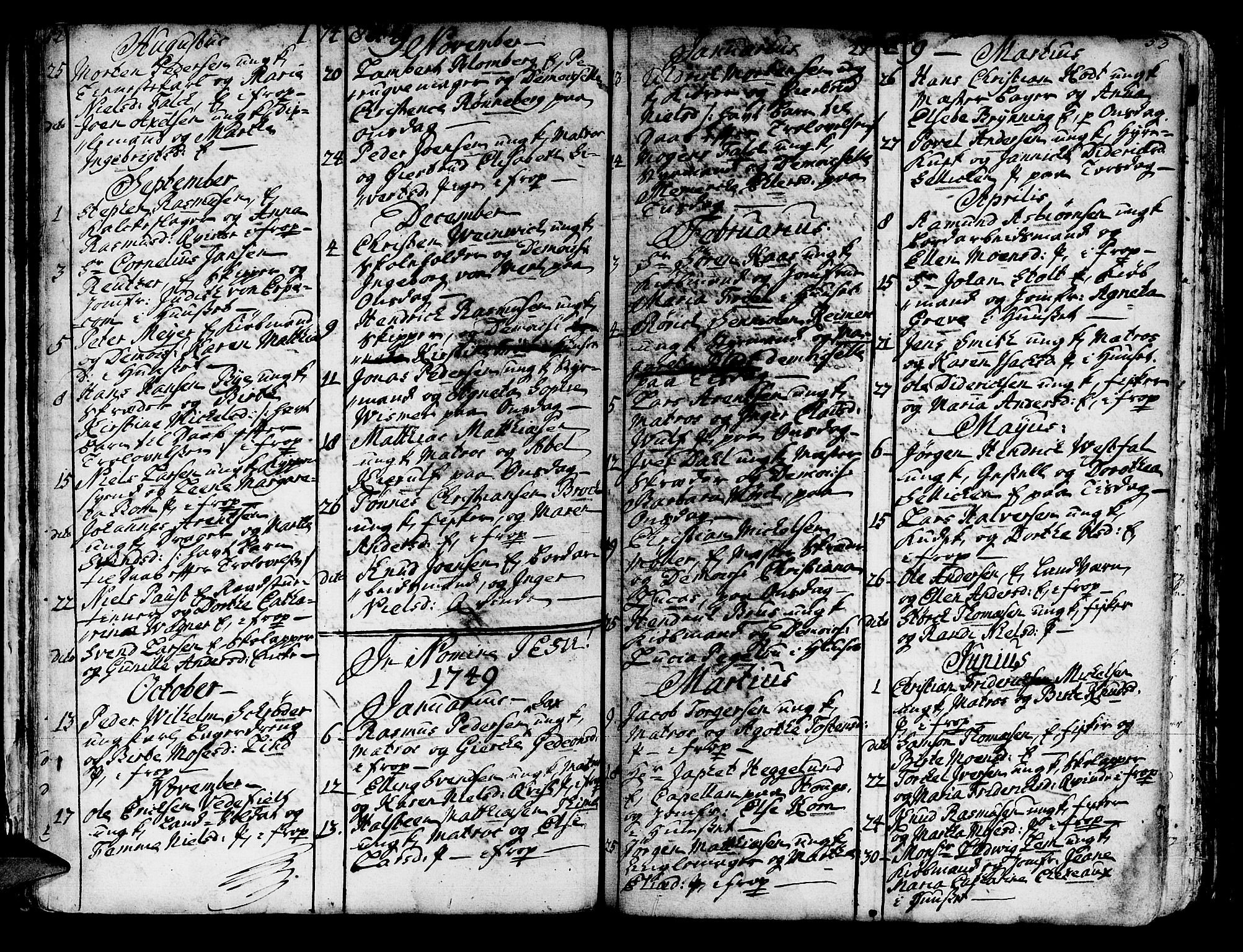 Domkirken sokneprestembete, AV/SAB-A-74801/H/Haa/L0007: Ministerialbok nr. A 7, 1725-1826, s. 52-53