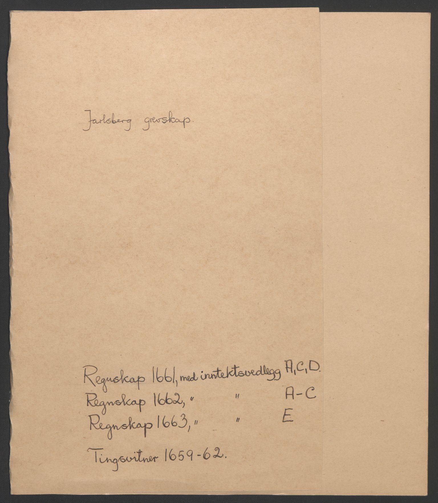 Rentekammeret inntil 1814, Reviderte regnskaper, Fogderegnskap, AV/RA-EA-4092/R32/L1838: Fogderegnskap Jarlsberg grevskap, 1661-1663, s. 2