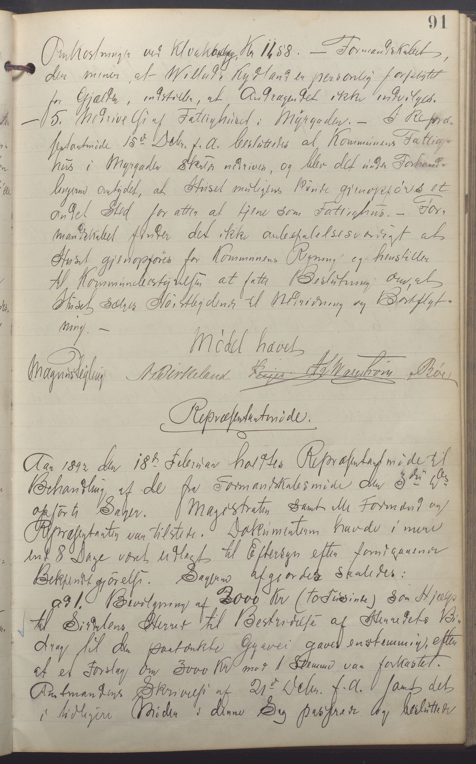 Egersund kommune (Ladested) - Formannskapet, IKAR/K-100502/A/L0005: Forhandlingsprotokoll, 1888-1897, s. 91a