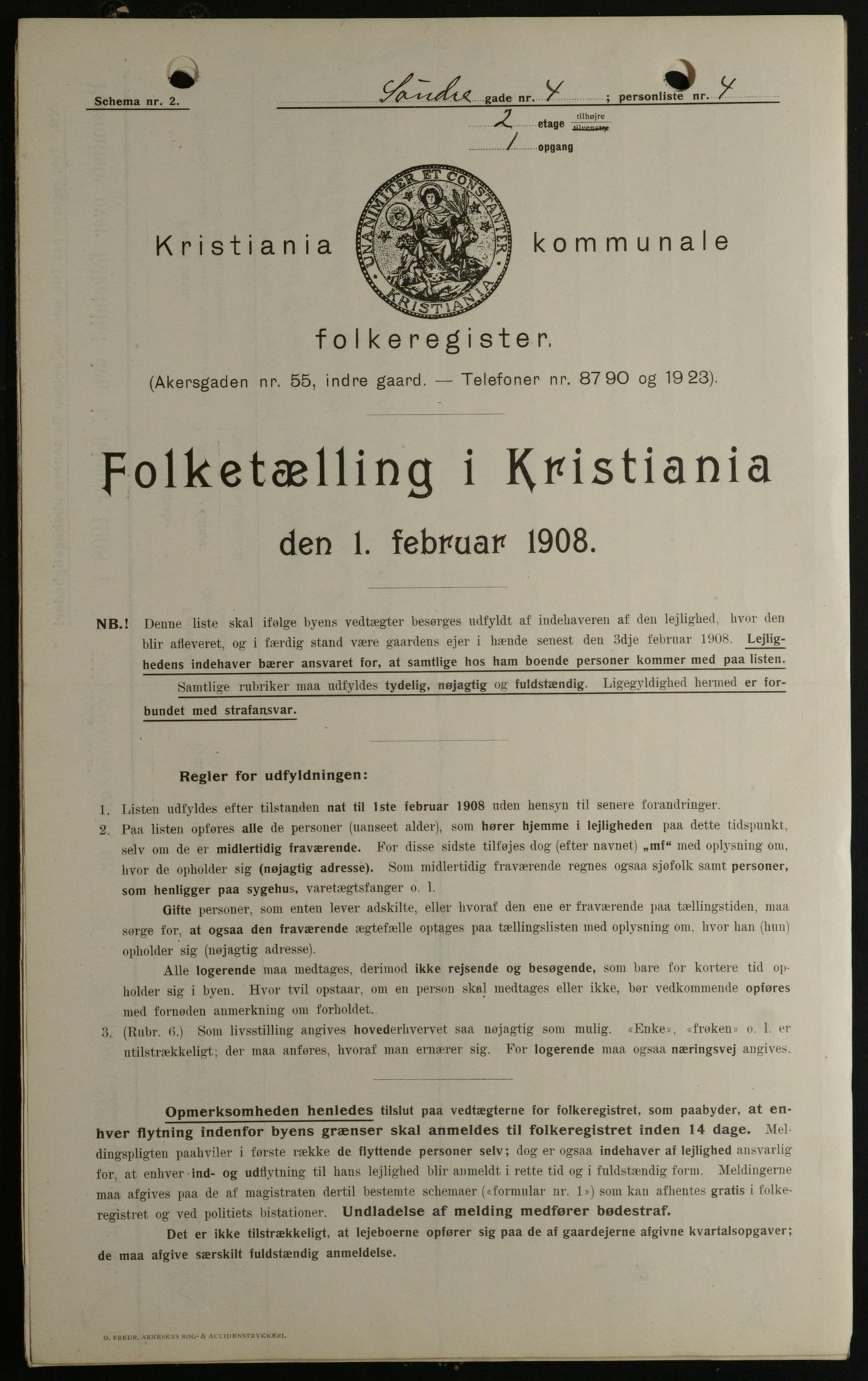 OBA, Kommunal folketelling 1.2.1908 for Kristiania kjøpstad, 1908, s. 95579